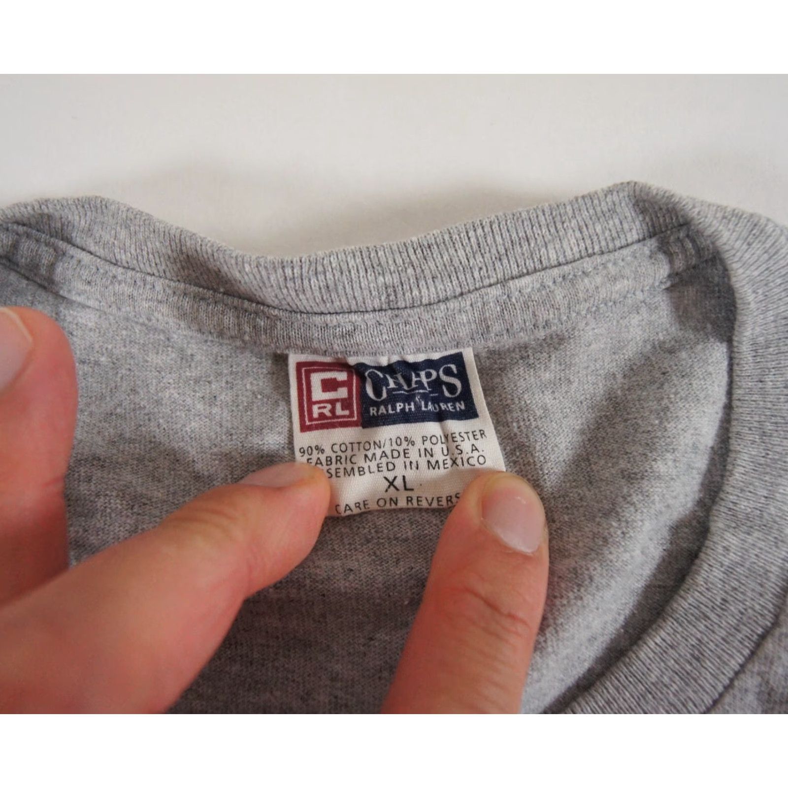 Polo Ralph Lauren VINTAGE Polo Ralph Lauren Shirt Men XL Gray Short Sleeve Crewneck 90s Y2K Logo Cotton All Seasons Mens Size US XL / EU 56 / 4 - 4 Thumbnail