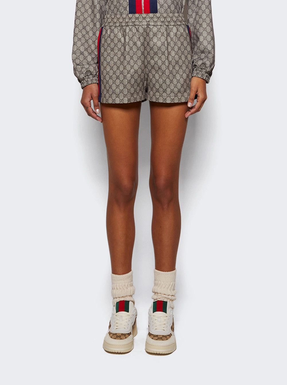 Gucci o1la5ras0526 GG Technical Jersey Shorts With Web Size 28" / US 6 / IT 42 - 3 Thumbnail