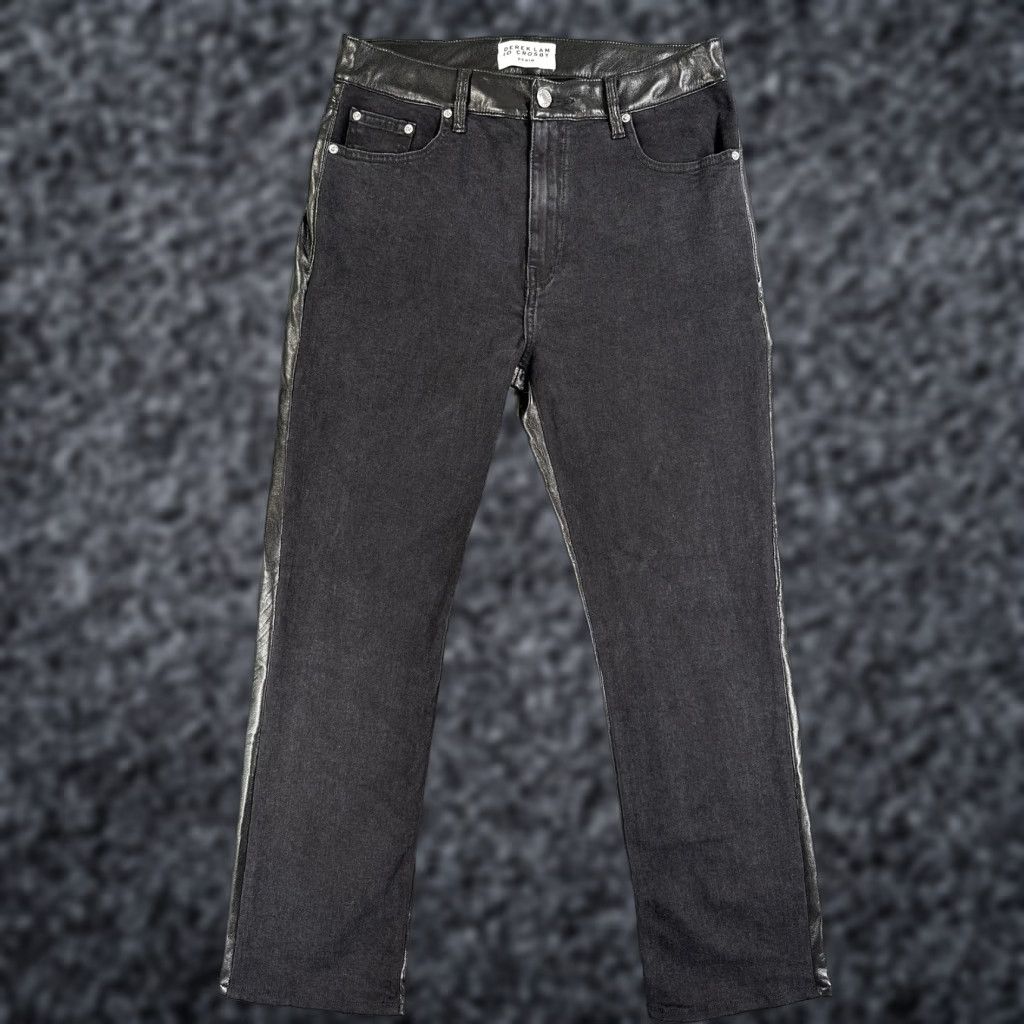 Vintage Derek Lam 10 Crosby Jeans Womens 29 Black Denim Faux Leather Back Straight USA Size 29" - 1 Thumbnail