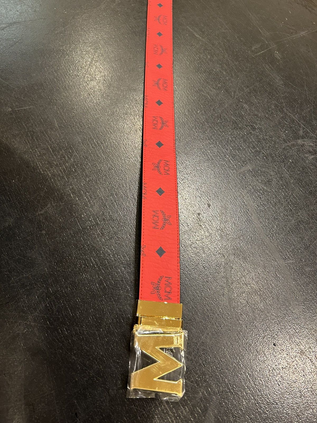 MCM MCM Monogram Belt - Red Size 36 - 2 Thumbnail