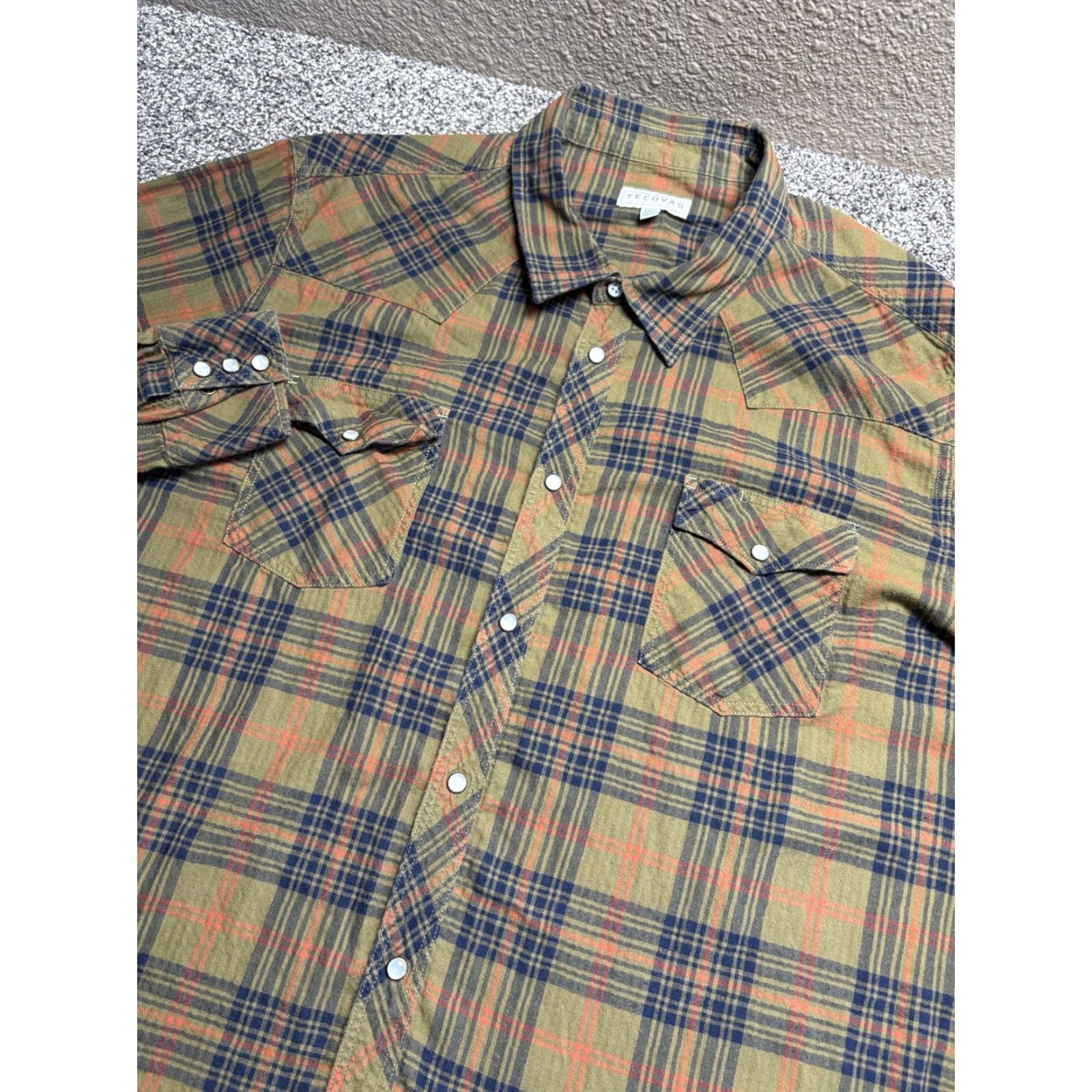 Tecovas Tecovas Pearl Snap Flannel Shirt Men 3XL Western Plaid Cowboy Long Sleeve Size US XXL / EU 58 / 5 - 7 Thumbnail