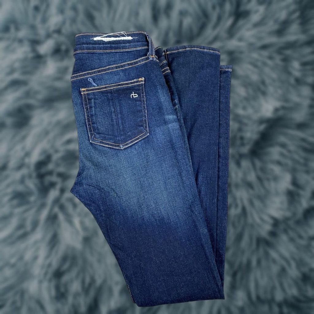 Denime VINTAGE Rag And Bone Skinny Womens Jeans Dark Wash Denim Sz 27 Blue Skinny 30in Inseam Womens Size 27" / US 4 / IT 40 - 1 Thumbnail