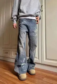 Japanese Brand Street Hip Hop Side Zip Micro Flare Y2K Jeans Size US 34 / EU 50 - 6 Thumbnail