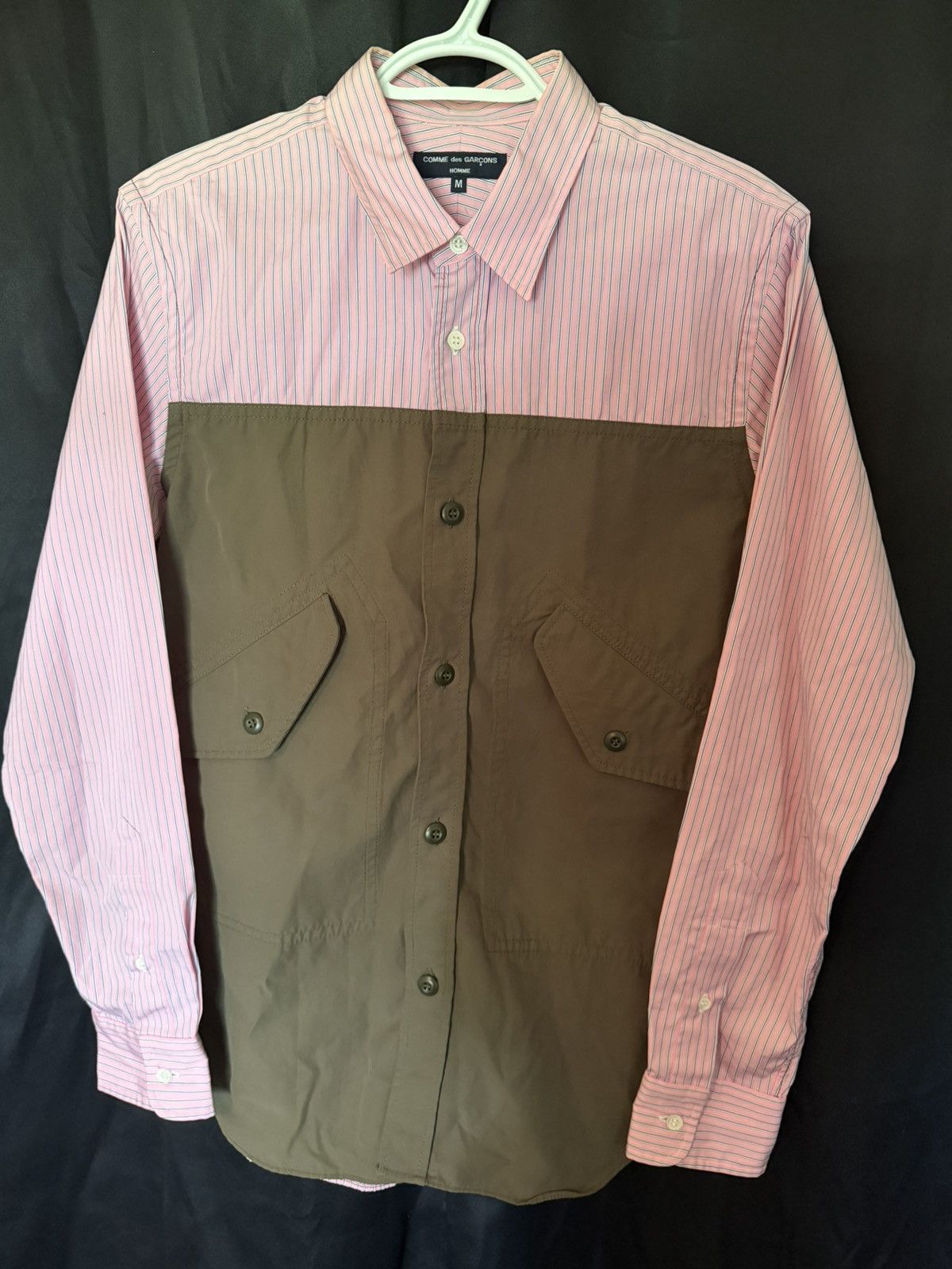 Comme des Garcons Homme Reconstructed Hybrid Striped Button Up Size US M / EU 48-50 / 2 - 4 Thumbnail