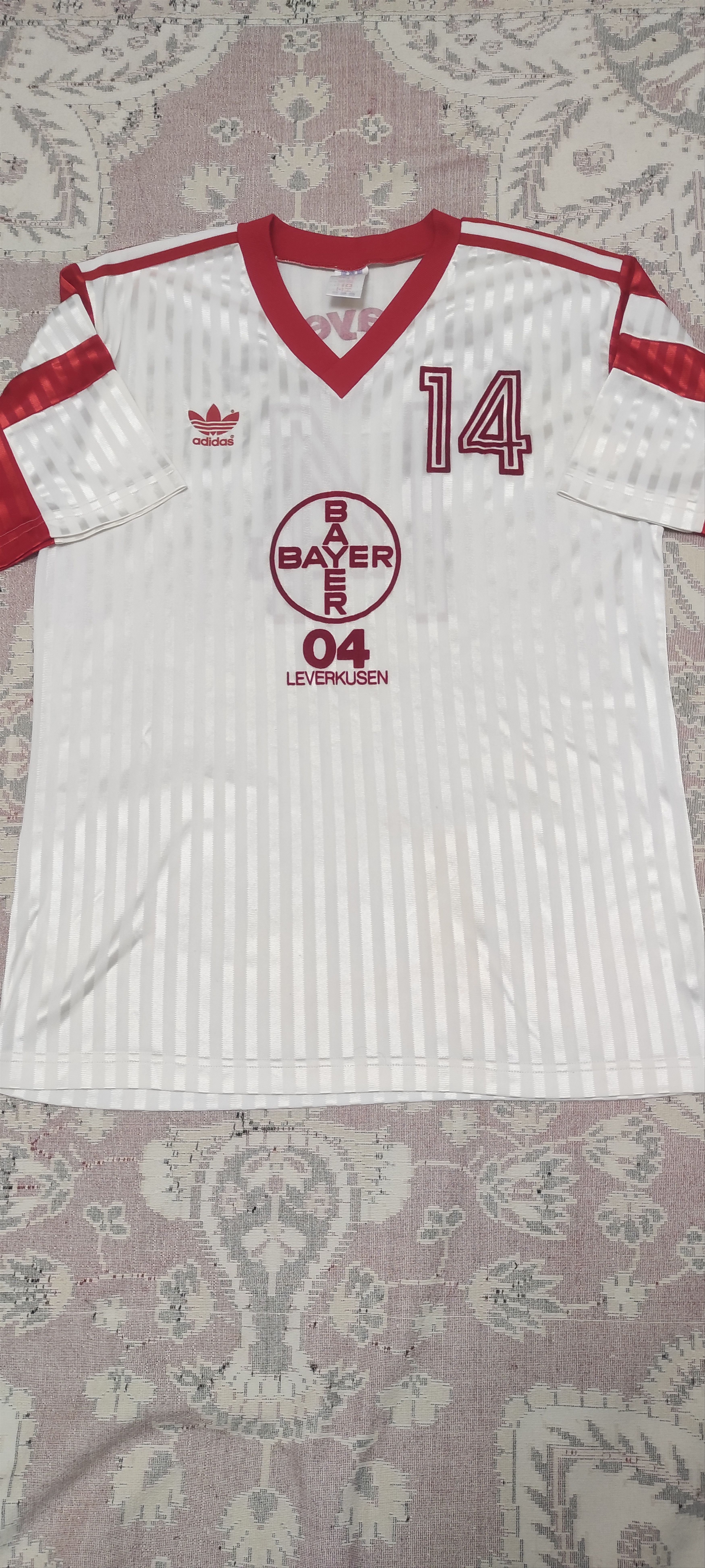 Adidas Bayer 04 Leverkusen #14 football shirt 1987 - 1988 Rare Size US L / EU 52-54 / 3 - 1 Thumbnail