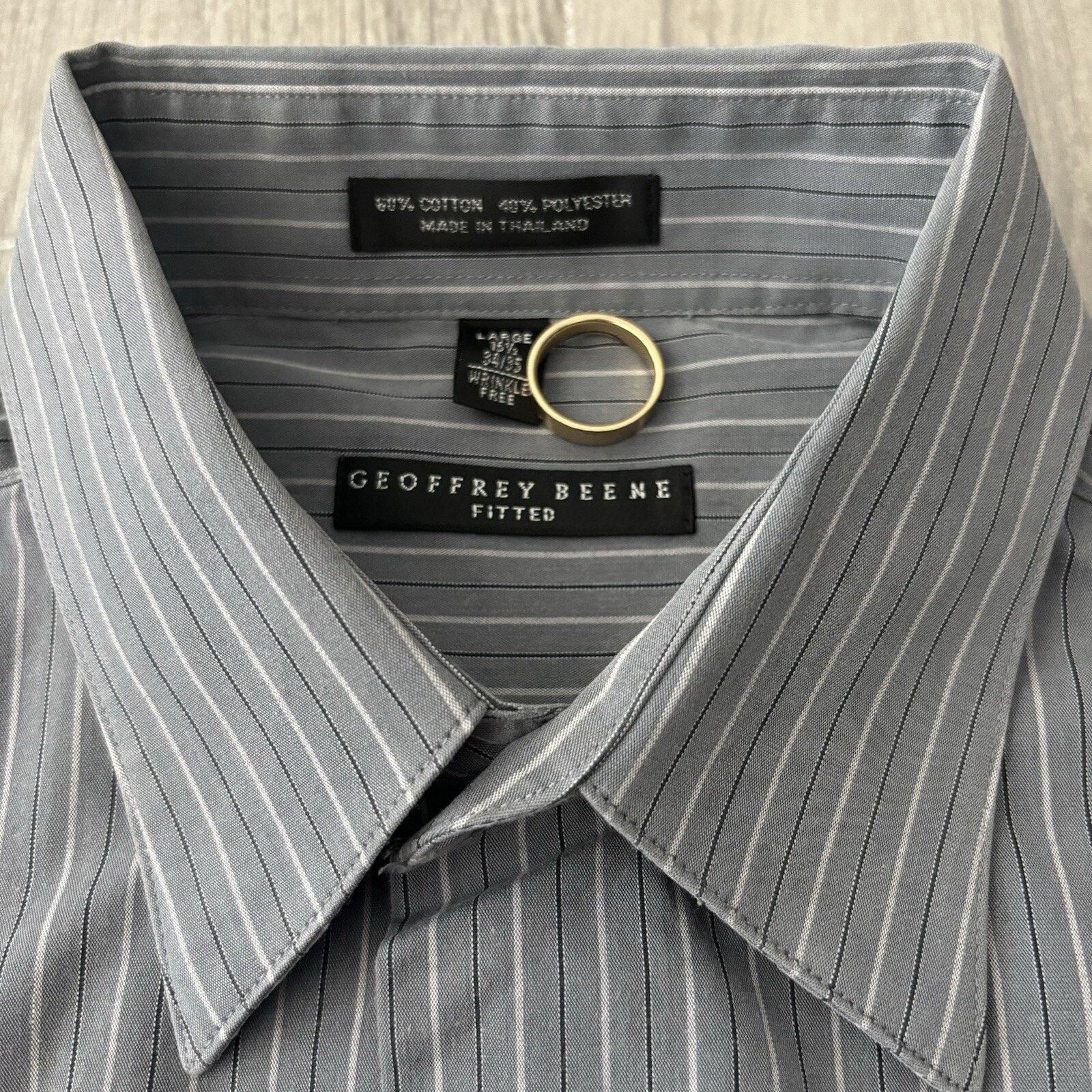 Geoffrey Beene Geoffrey Beene Men’s Large Grey Fitted Wrinkle Free Shirt Size US L / EU 52-54 / 3 - 4 Thumbnail