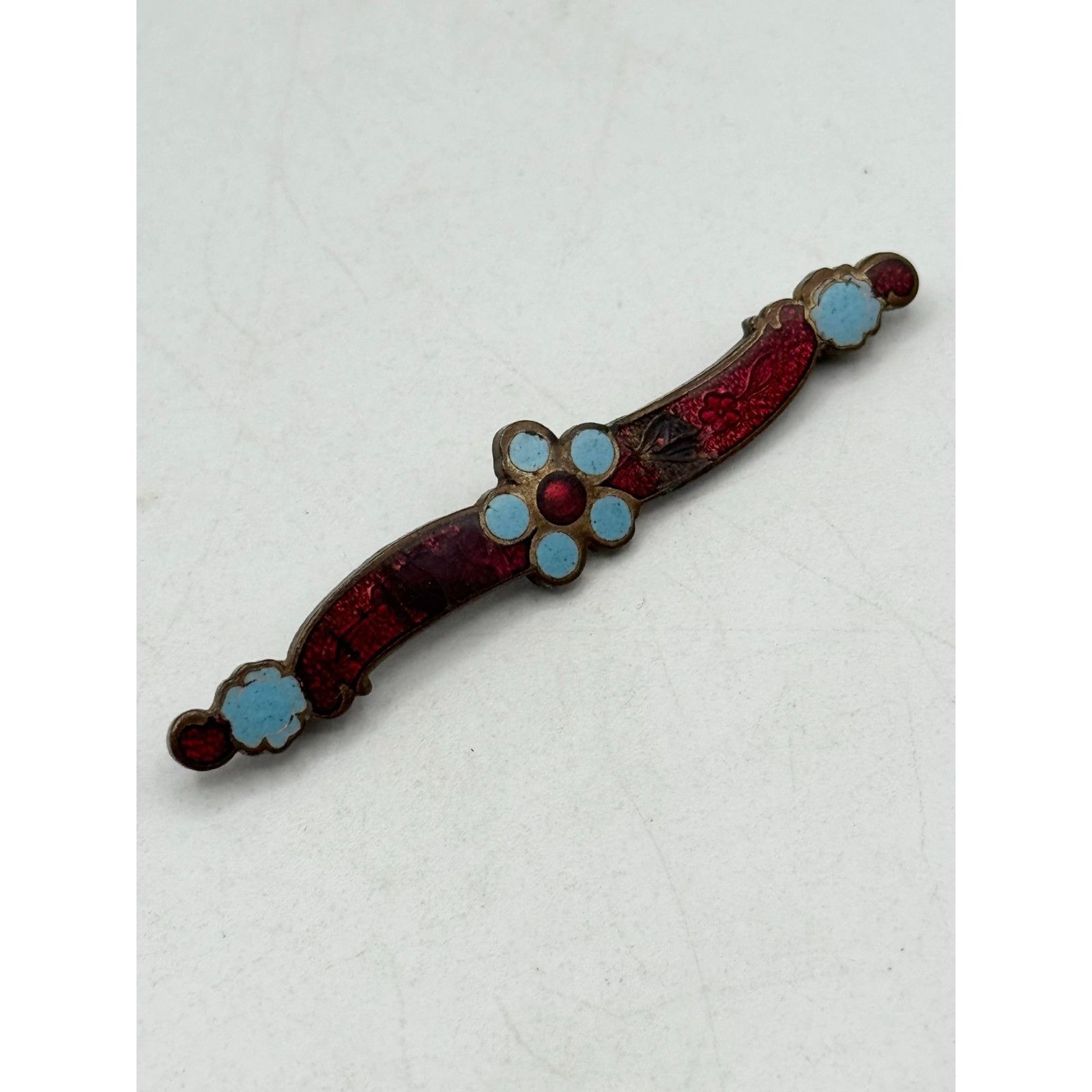 Vintage Vintage flower enamel bar pin brooch Size ONE SIZE - 2 Thumbnail