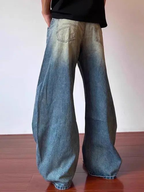 VIBE Washed and Distressed Blue Wide Leg Jeans Size US 32 / EU 48 - 4 Thumbnail