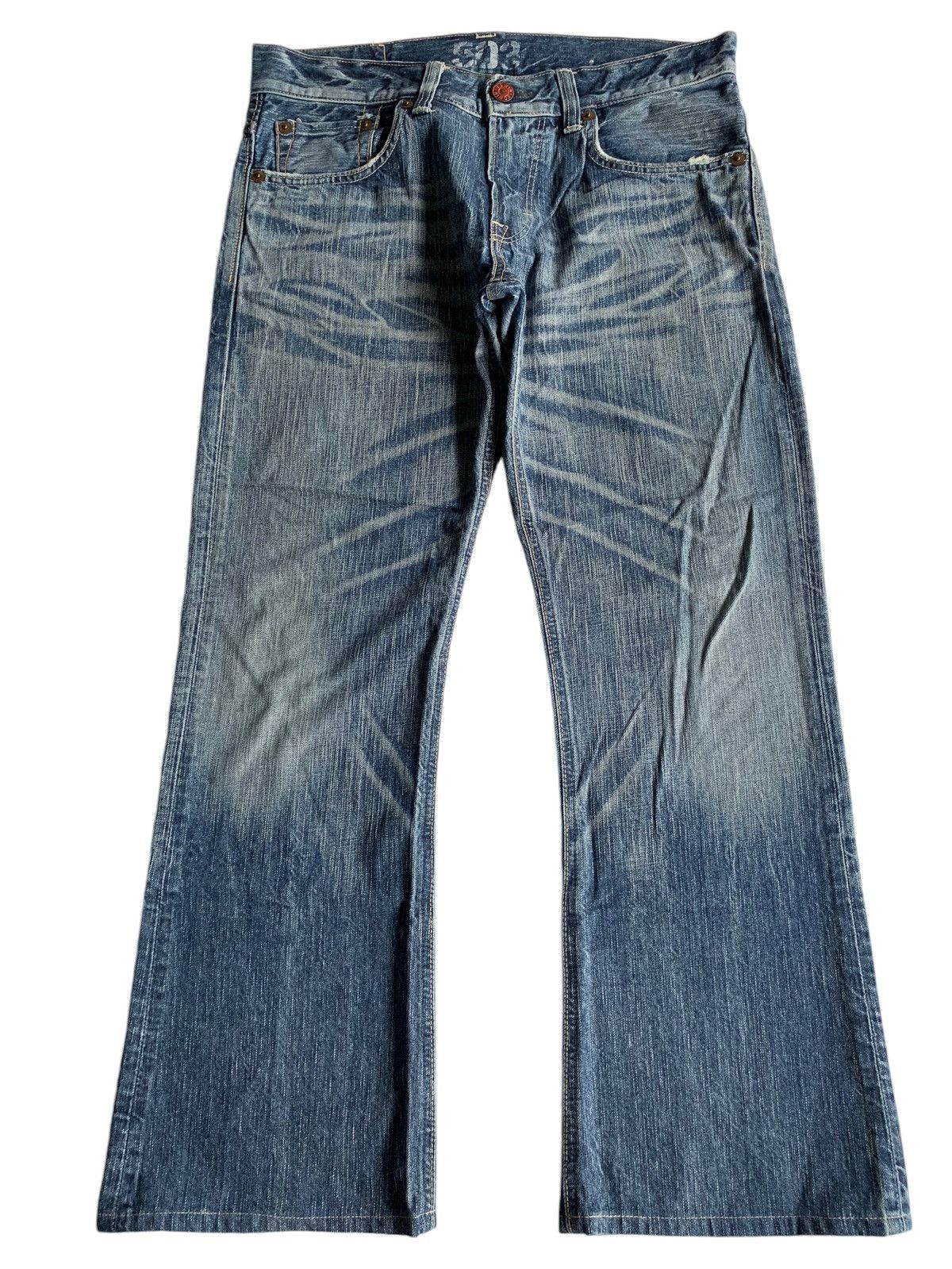 FLARE💥EDWIN 503 BLUE TRIP FADED & RUSTY PUNK STYLE DENIM☠️🎌