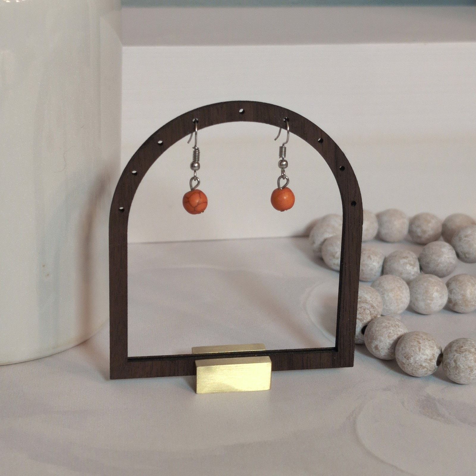 Other Cute VTG 1980s Silver-Tone Orange Crackle Beaded Earrings Size ONE SIZE - 1 Thumbnail