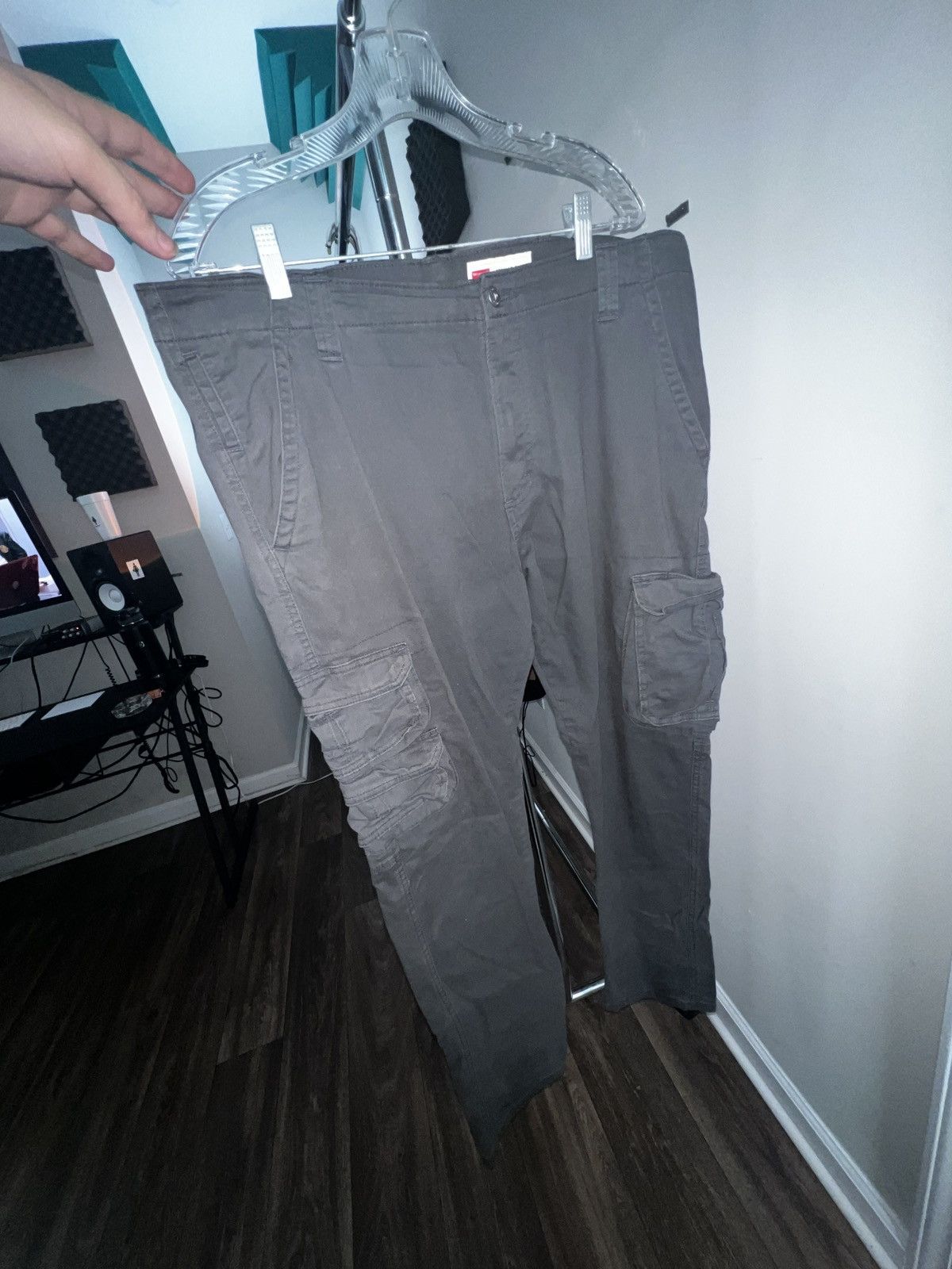 image of Wrangler Cargo Pants Gray in Grey, Men's (Size 36)