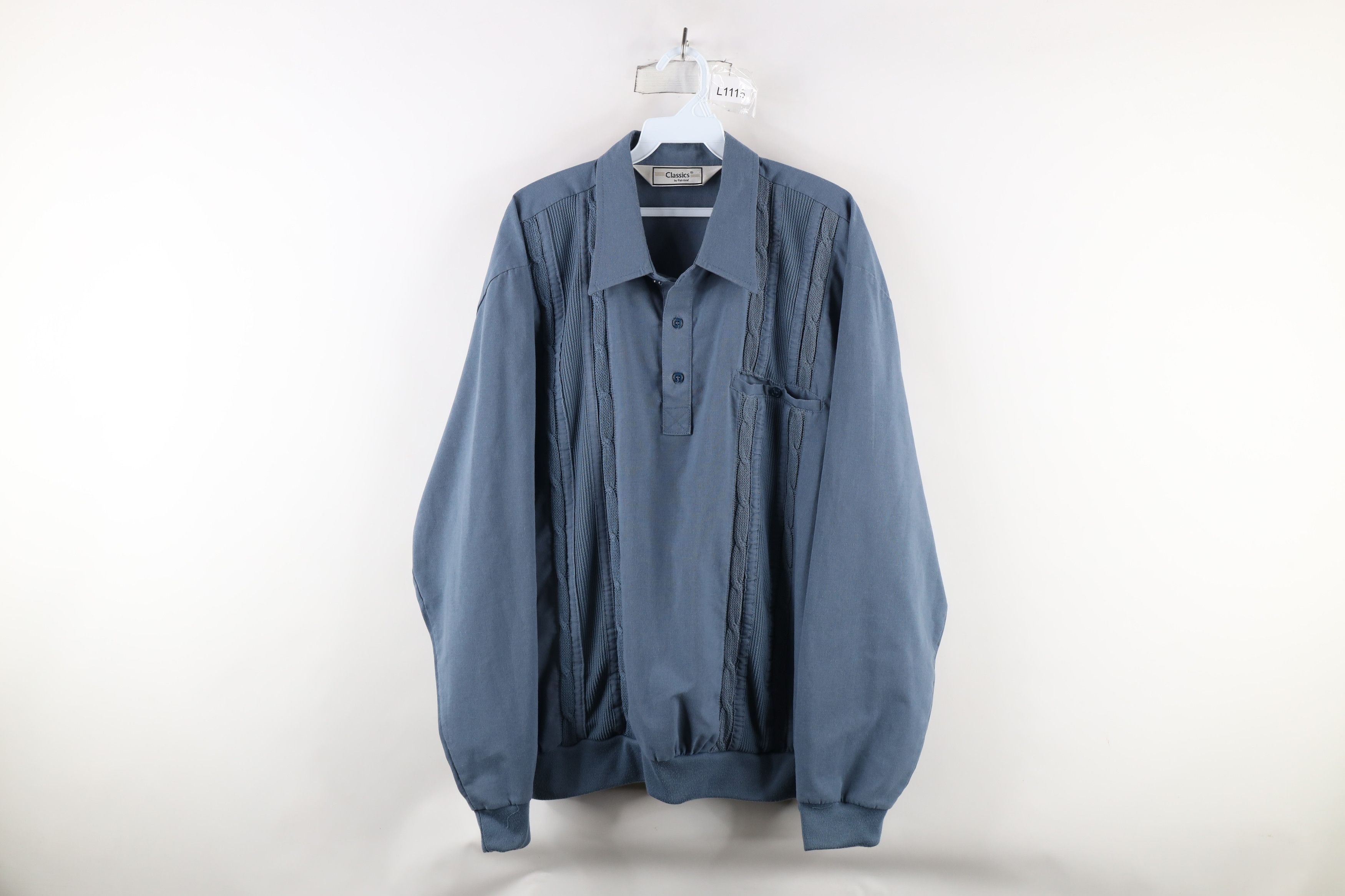 Vintage Vintage 90s Streetwear Cable Knit Pullover Polo Shirt Blue Size US XL / EU 56 / 4 - 1 Thumbnail