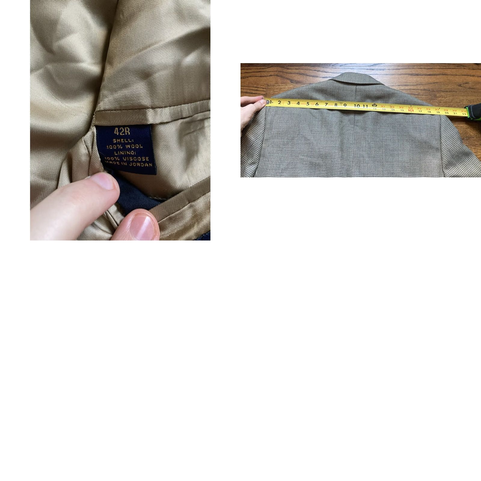 Brooks Brothers Brooks Brothers Coat Mens 42 Beige Blazer Size 42R Houndstooth Wool Sport Size 42R - 9 Thumbnail