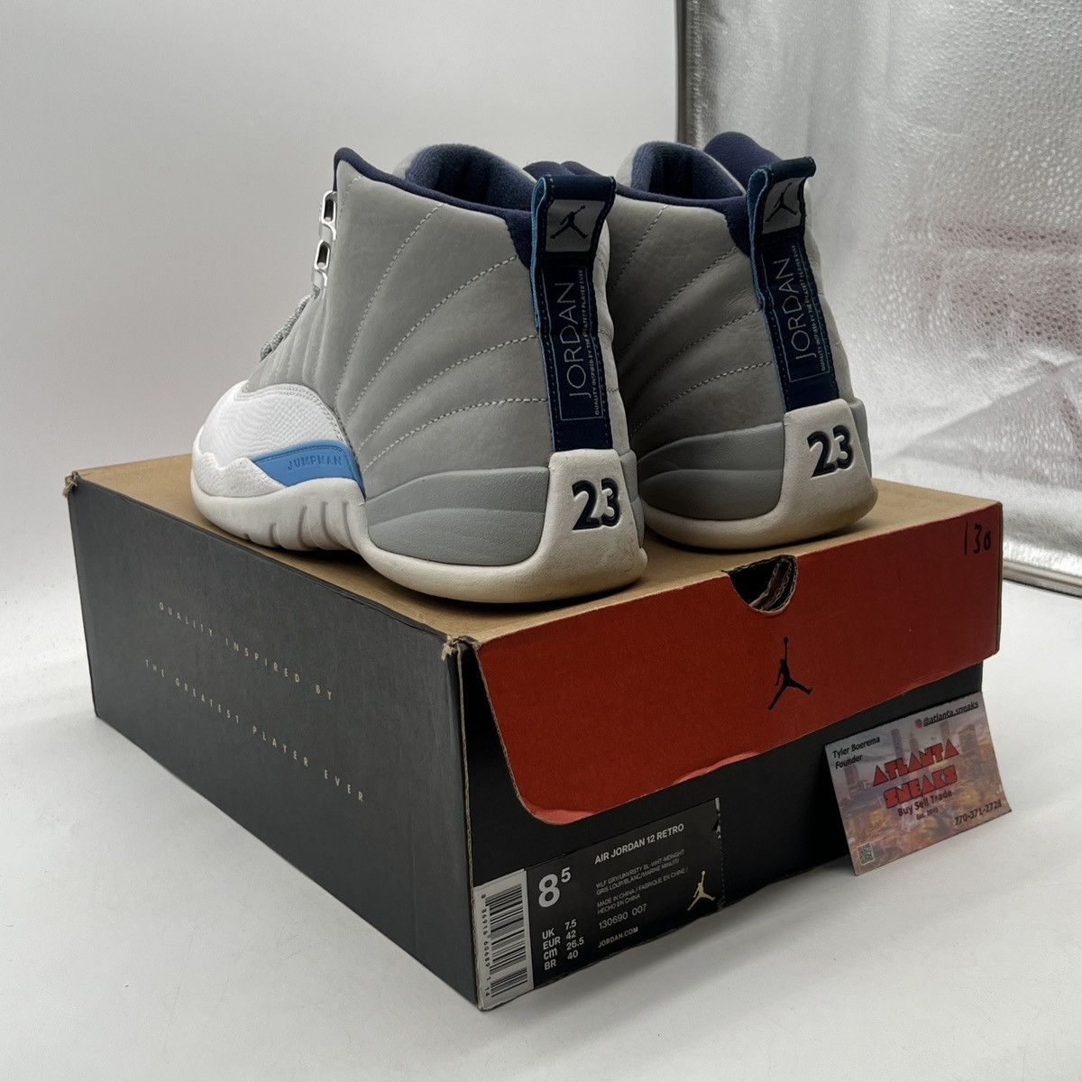 Jordan Brand Air Jordan 12 grey university blue Size US 8.5 / EU 41-42 - 4 Thumbnail