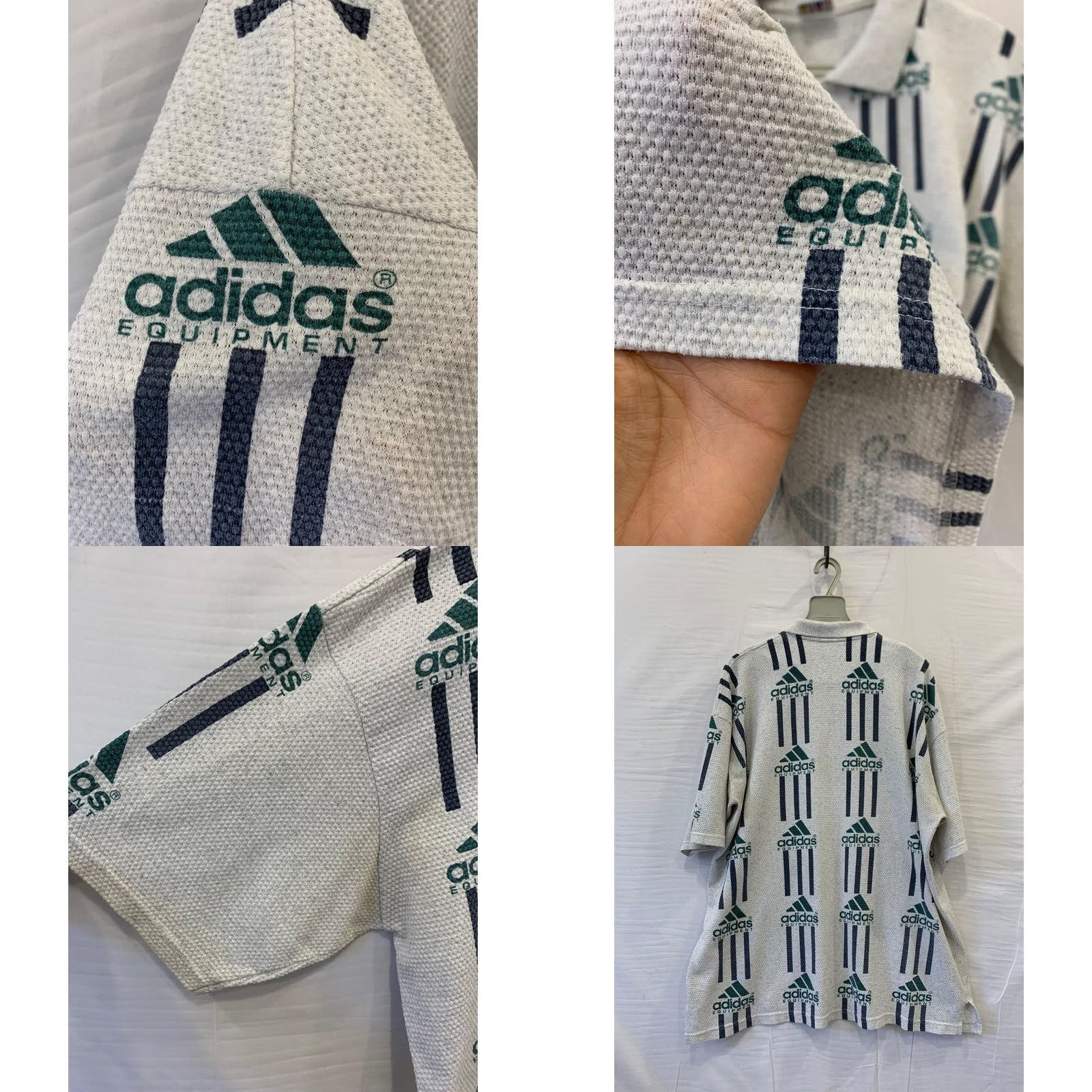 Adidas VINTAGE Adidas Equipment Polo Shirt Green White XL 90s All Over Print Mens Size US XL / EU 56 / 4 - 8 Thumbnail