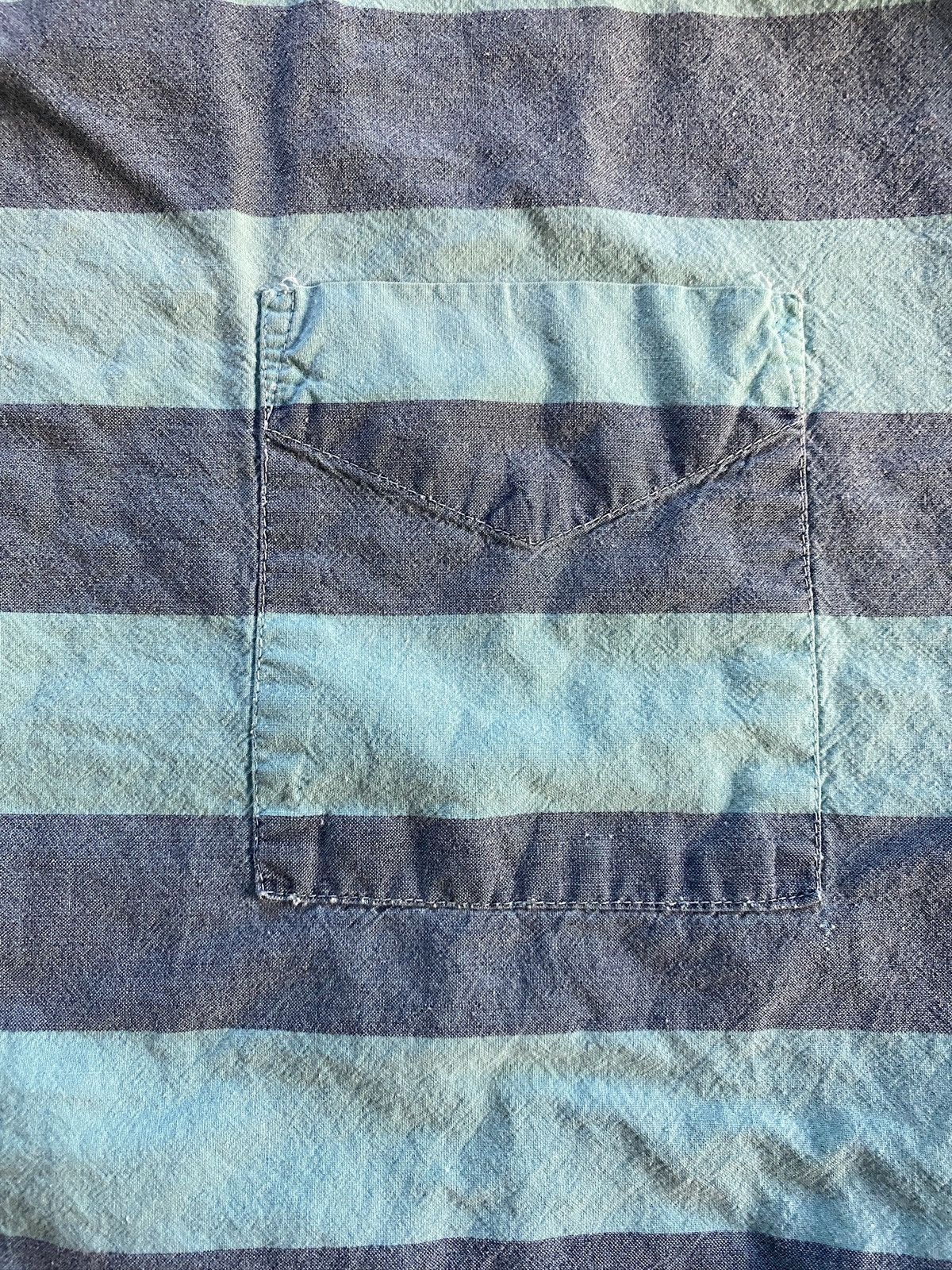 Vintage Vintage 90s Generalities Faded Striped Denim Like Pocket Tee Size US L / EU 52-54 / 3 - 4 Thumbnail