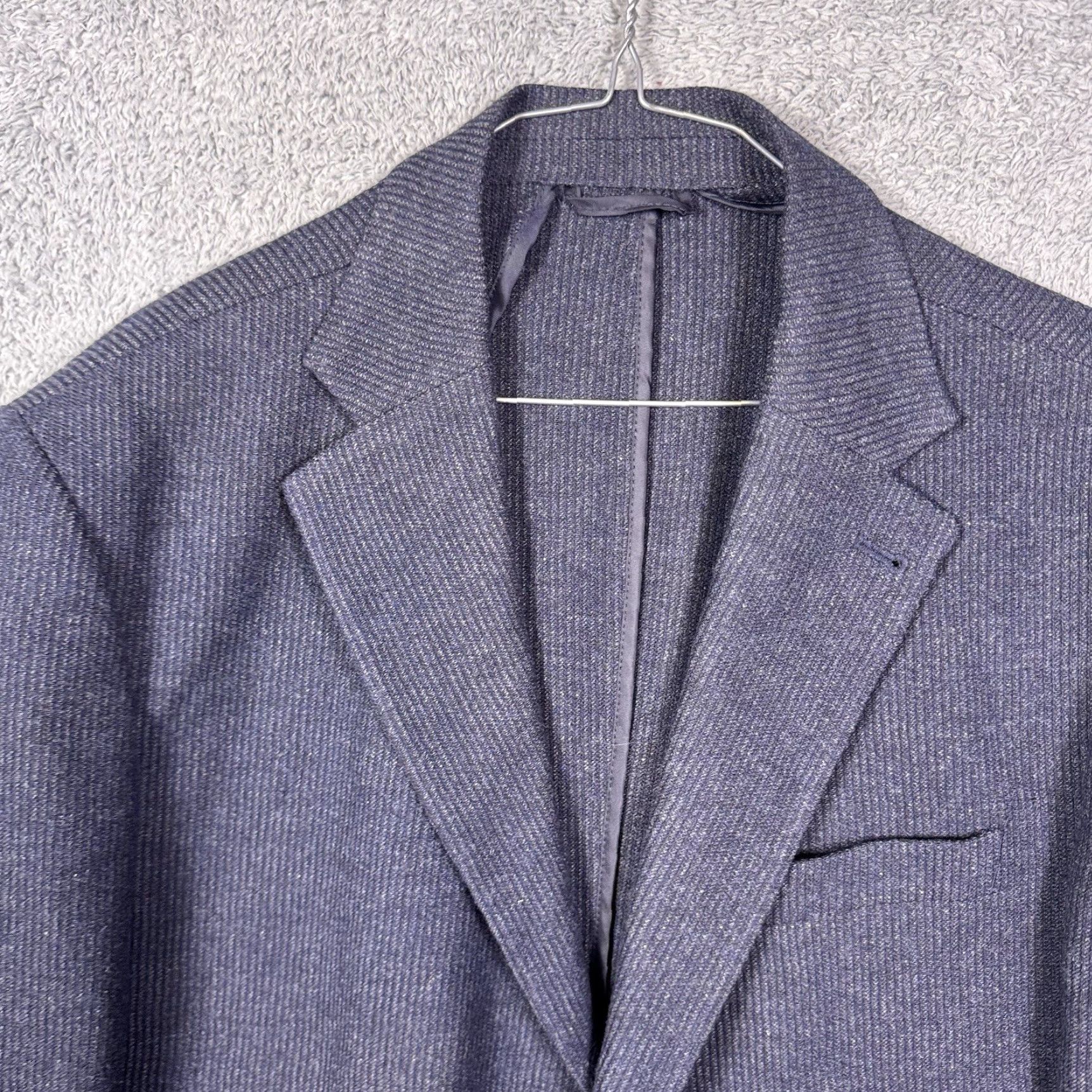 Vintage 34 Heritage Sport Coat Mens 44 Blazer Wool Knit Unstructured Single-Breasted Notch Blue Stem City Preppy Size 44R - 4 Thumbnail