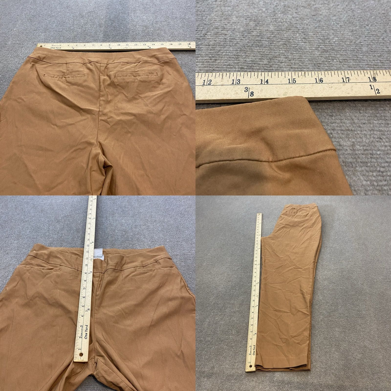 Vintage Chicos Pants Women’s 2R / 12 Tan Brown Ponte Detail Ankle Pull On Stretch Size 34" / US 12 / IT 48 - 8 Thumbnail