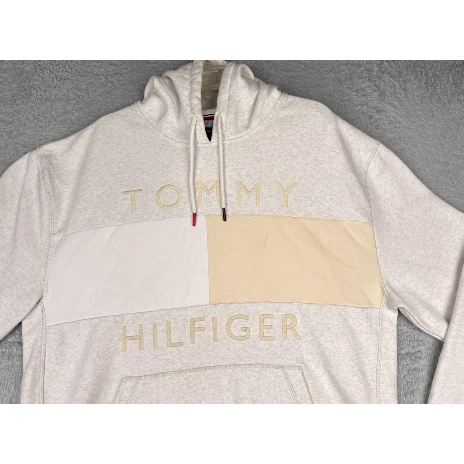 Tommy Hilfiger Tommy Hilfiger Sweater Hoodie Womens XXL Beige Colorblock Logo Jersey Pullover Size XXL / US 16-18 / IT 52-54 - 4 Thumbnail