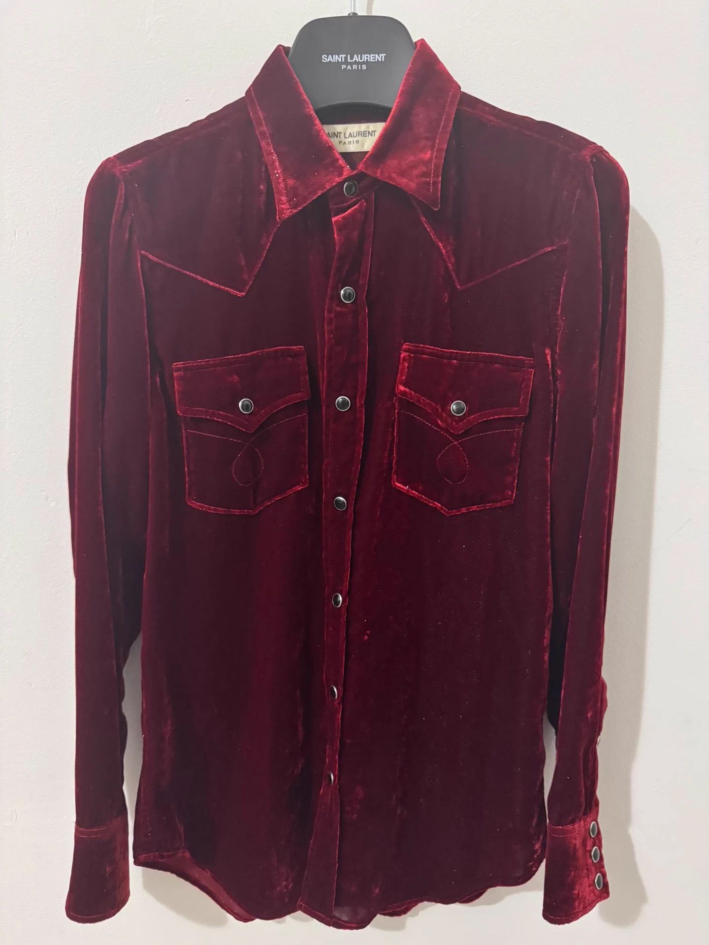 Saint Laurent Paris Authentic Saint Laurent SLP16FW Court Style Velvet Shirt Size US S / EU 44-46 / 1 - 1 Thumbnail