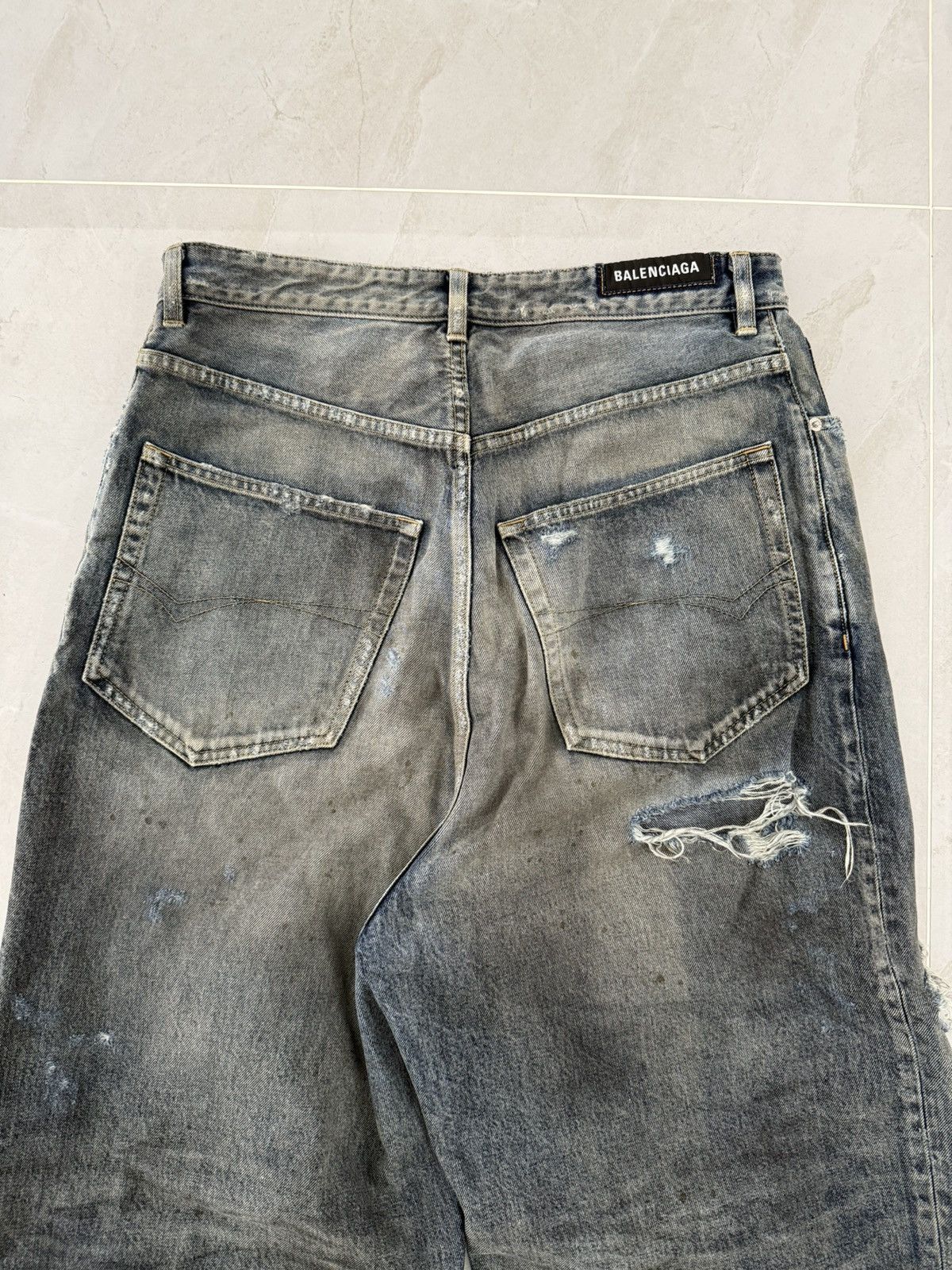 Balenciaga *RARE* Balenciaga SS23 Mud Oil Spilled Denim Baggy Version Size US 32 / EU 48 - 6 Thumbnail