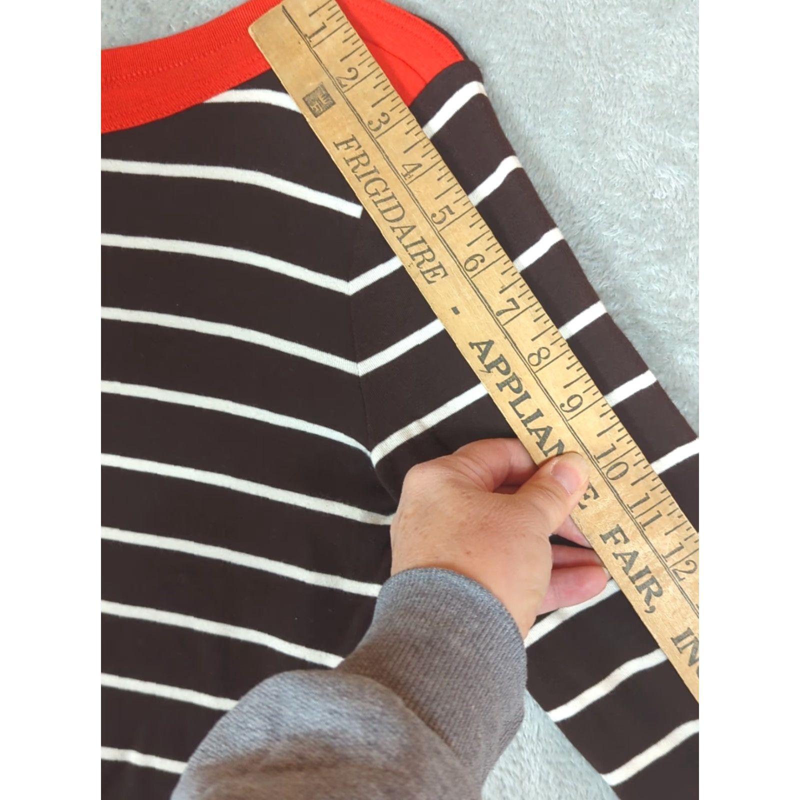Ralph Lauren Lauren Ralph Lauren Womens Brown Striped Tee Shirt 3/4 Sleeve Boat Neck Sz L Mens Womens Girls Boys? Size L / US 10 / IT 46 - 7 Thumbnail