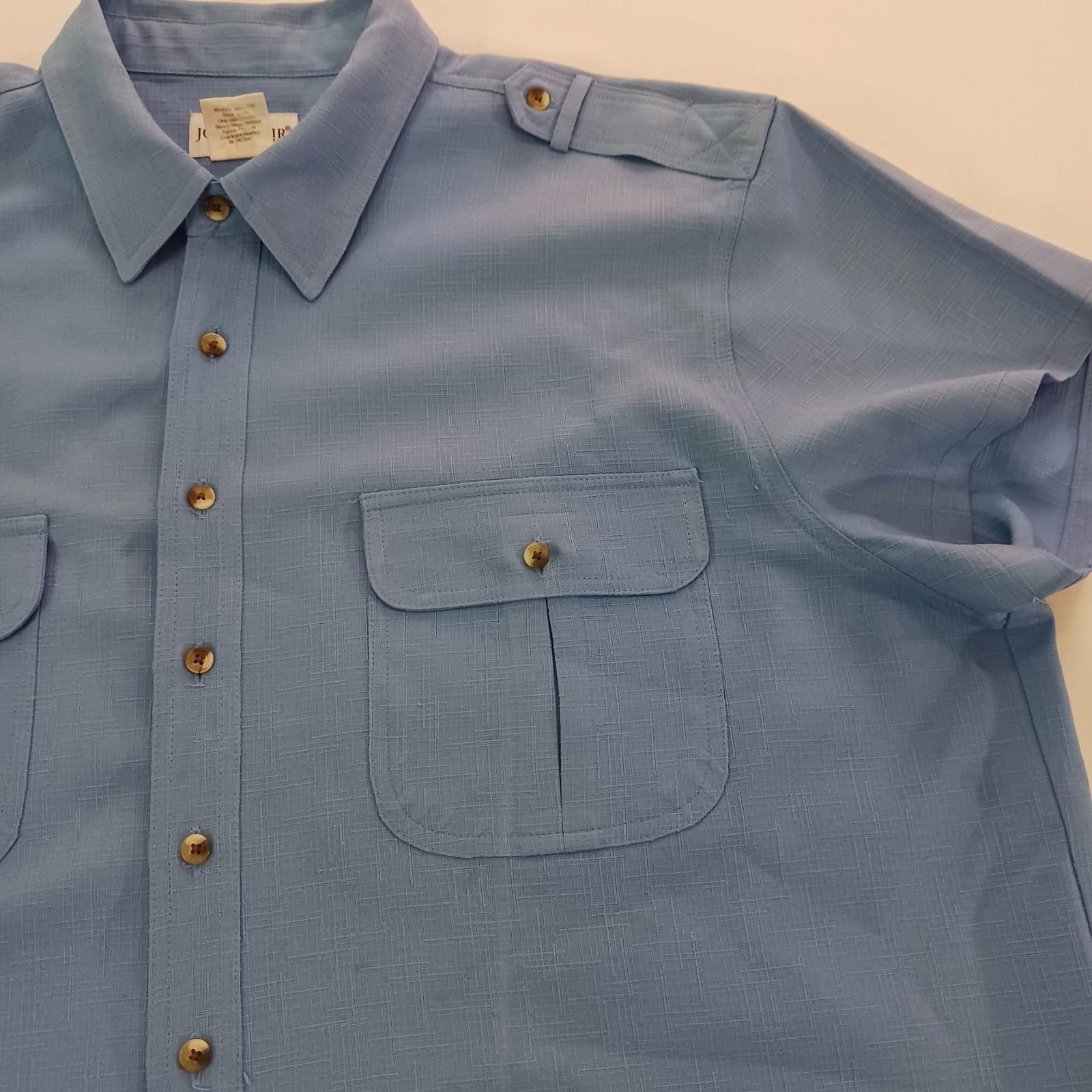 Designer Vintage John Blair Men's Blue Pockets Short Sleeve Shirt 2XL Size US XXL / EU 58 / 5 - 11 Thumbnail