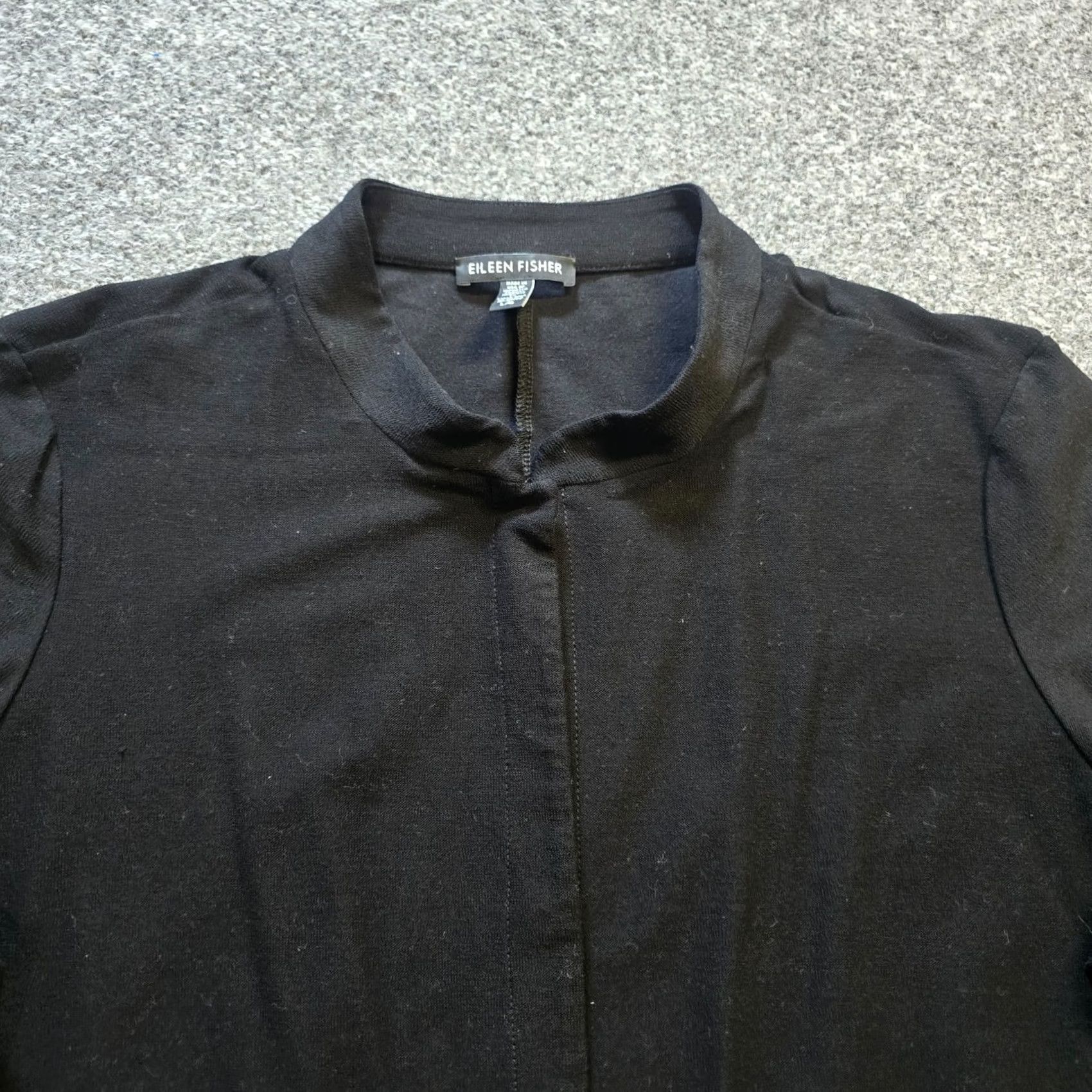 Eileen Fisher Eileen Fisher Jacket Women L Black Cardigan Pocket Buttons Lagenlook Capsule Monaural Size L / US 10 / IT 46 - 2 Thumbnail
