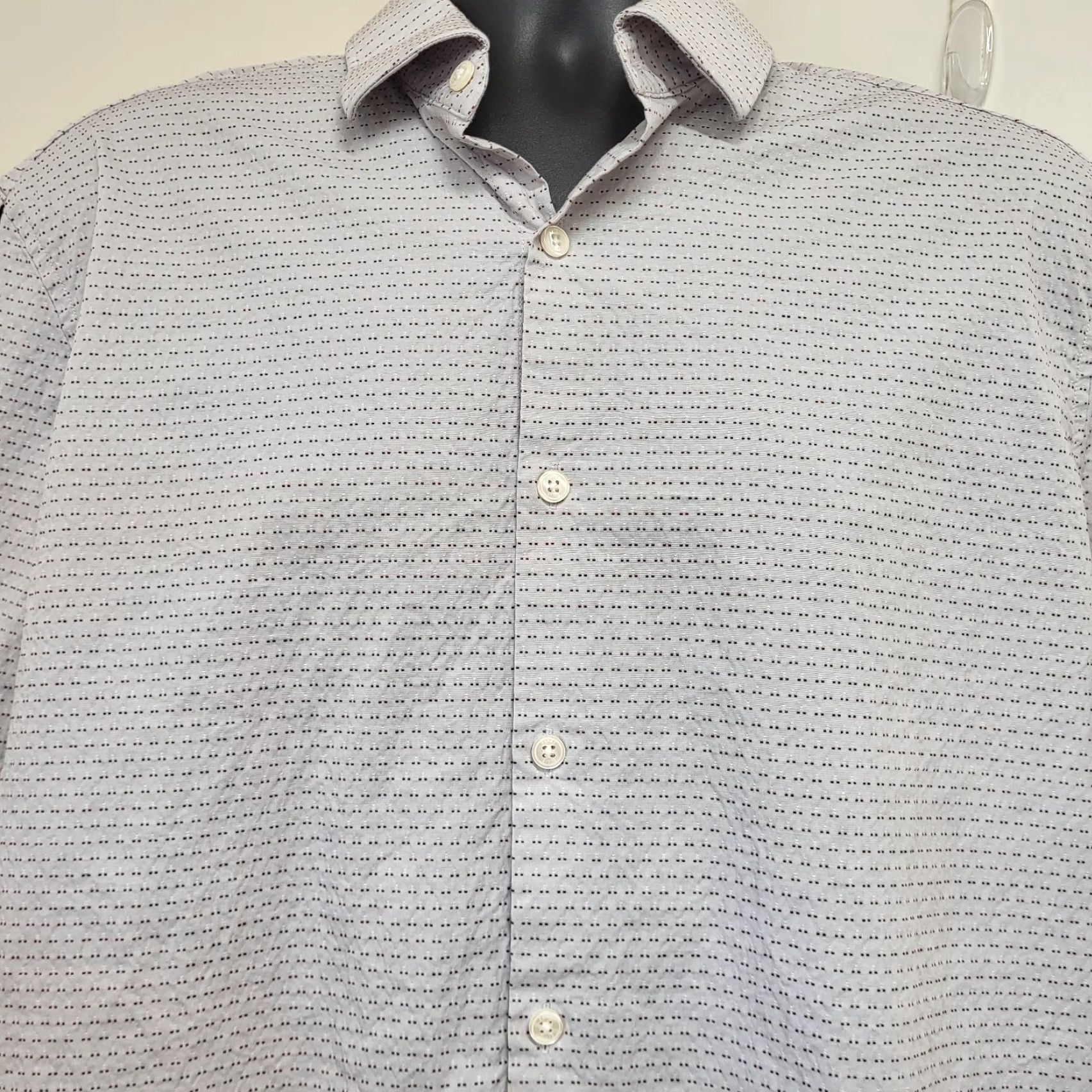 Perry Ellis Perry Ellis Portfolio Shirt Mens XL Beige Tiny Dots Button-Up Slim Fit Geometric Pattern Casual Men's Regular Size XLarge Size US XL / EU 56 / 4 - 4 Thumbnail