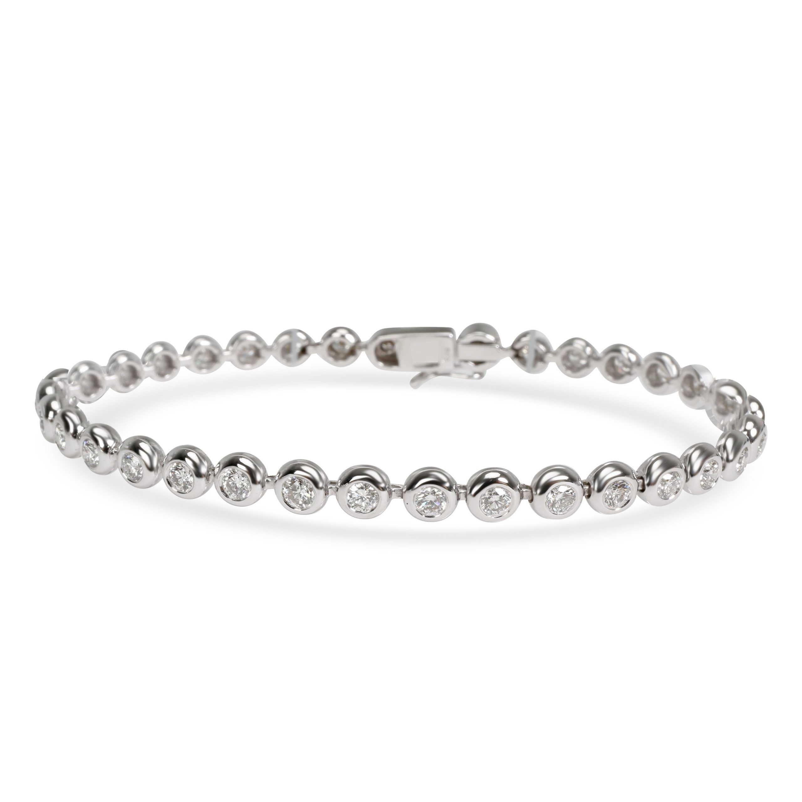 image of Tiffany Co Doughnut Bezel Diamond Tennis Bracelet In 14K White Gold 4 Ctw, Women's