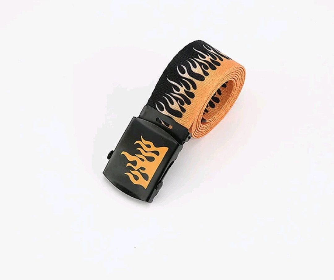 Japanese Brand 💥Flame pattern orange colour harajuku streetwear belt Size ONE SIZE - 1 Preview