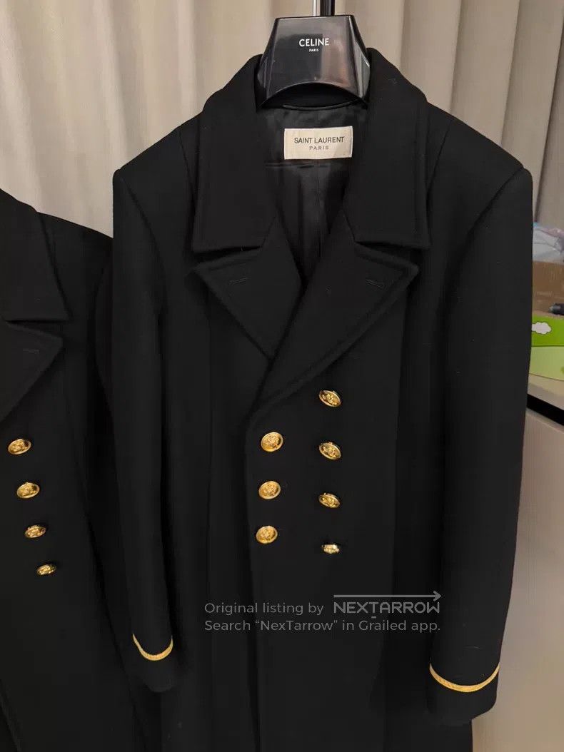 Saint Laurent Paris Saint Laurent Paris Gold Button Coat i Size US L / EU 52-54 / 3 - 2 Thumbnail