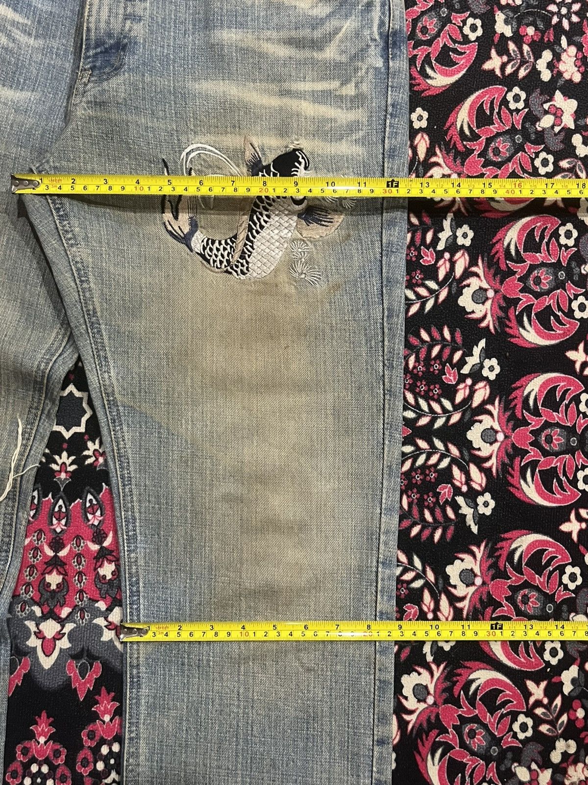 Karakuri Tamashii ⚡️Distressed⚡️Vintage Japanese Fish Koi Embroidery Mud Jeans Size US 34 / EU 50 - 14 Thumbnail