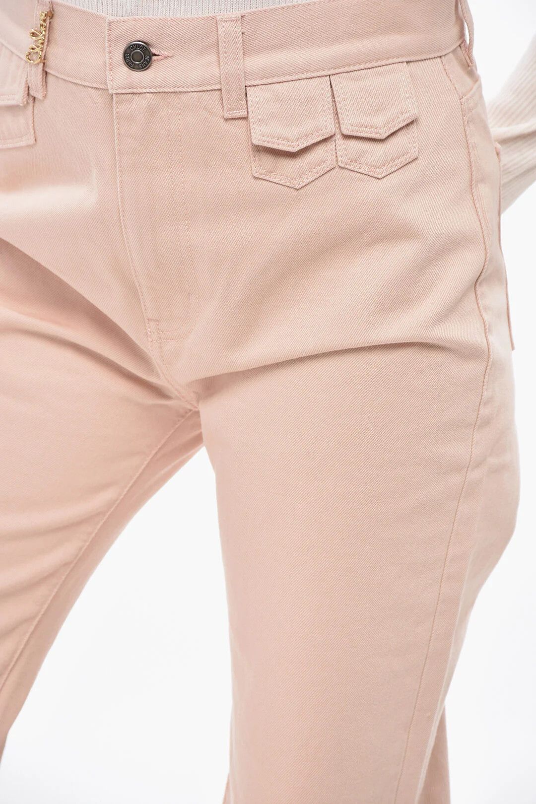 Chloe og1mm0426 Cotton Straight-Leg Multi-Pocket Pant in Pink Size 30" / US 8 / IT 44 - 3 Thumbnail