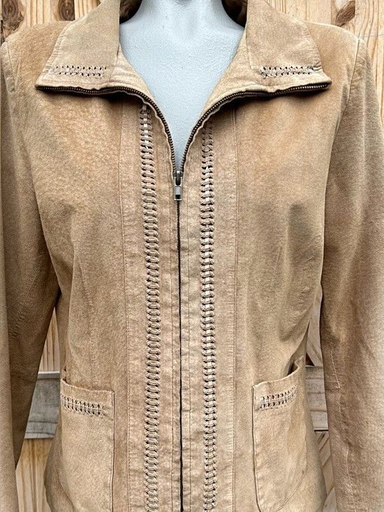 Other Vintage 90s BT Limited Short Tan Suede Zip Jacket~L~ Size L / US 10 / IT 46 - 2 Thumbnail