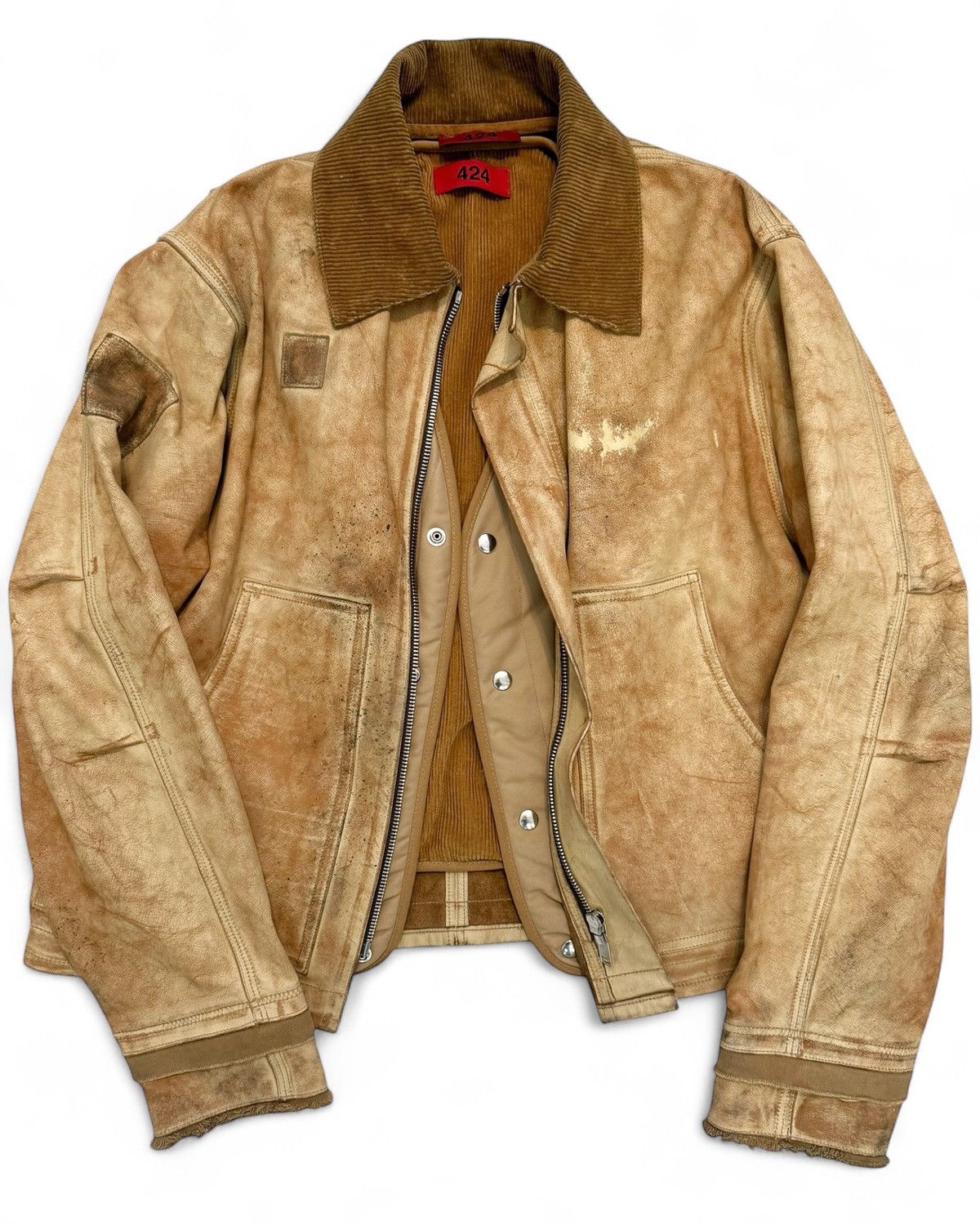 424 RARE $5k Leather Distressed “Carhartt” Work Jacket Size US M / EU 48-50 / 2 - 1 Thumbnail