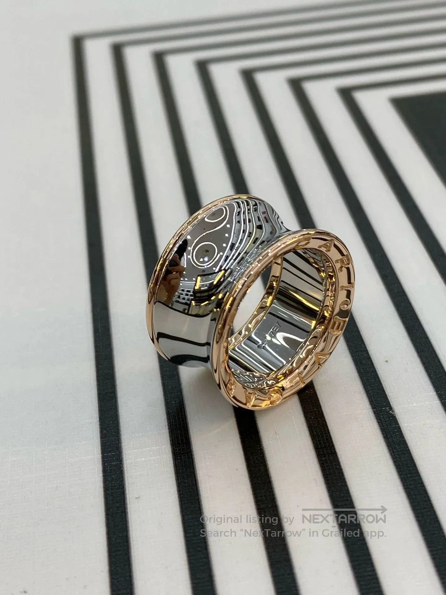 Bvlgari Bvlgari 18k Rose Gold Steel Ring. Size ONE SIZE - 3 Thumbnail