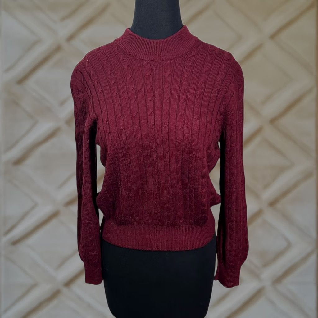 Jil Sander Jil Sander Pure New Wool Cable Knit Sweater Pullover Womens Red M Size M / US 6-8 / IT 42-44 - 1 Thumbnail