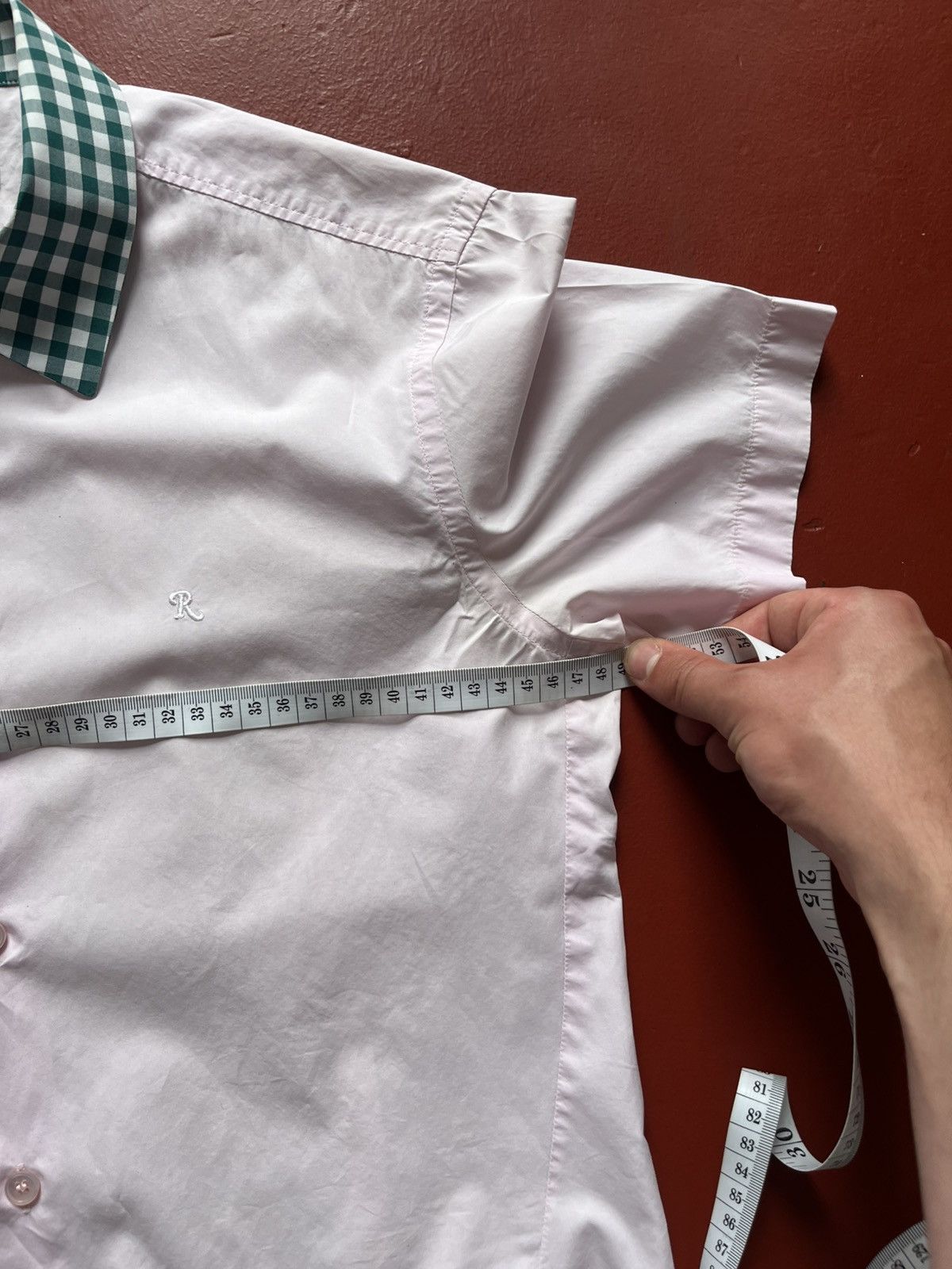 Raf Simons RAF Simons Men’s Darted Short Sleeve Pink Shirt With Gingham Size US S / EU 44-46 / 1 - 7 Thumbnail