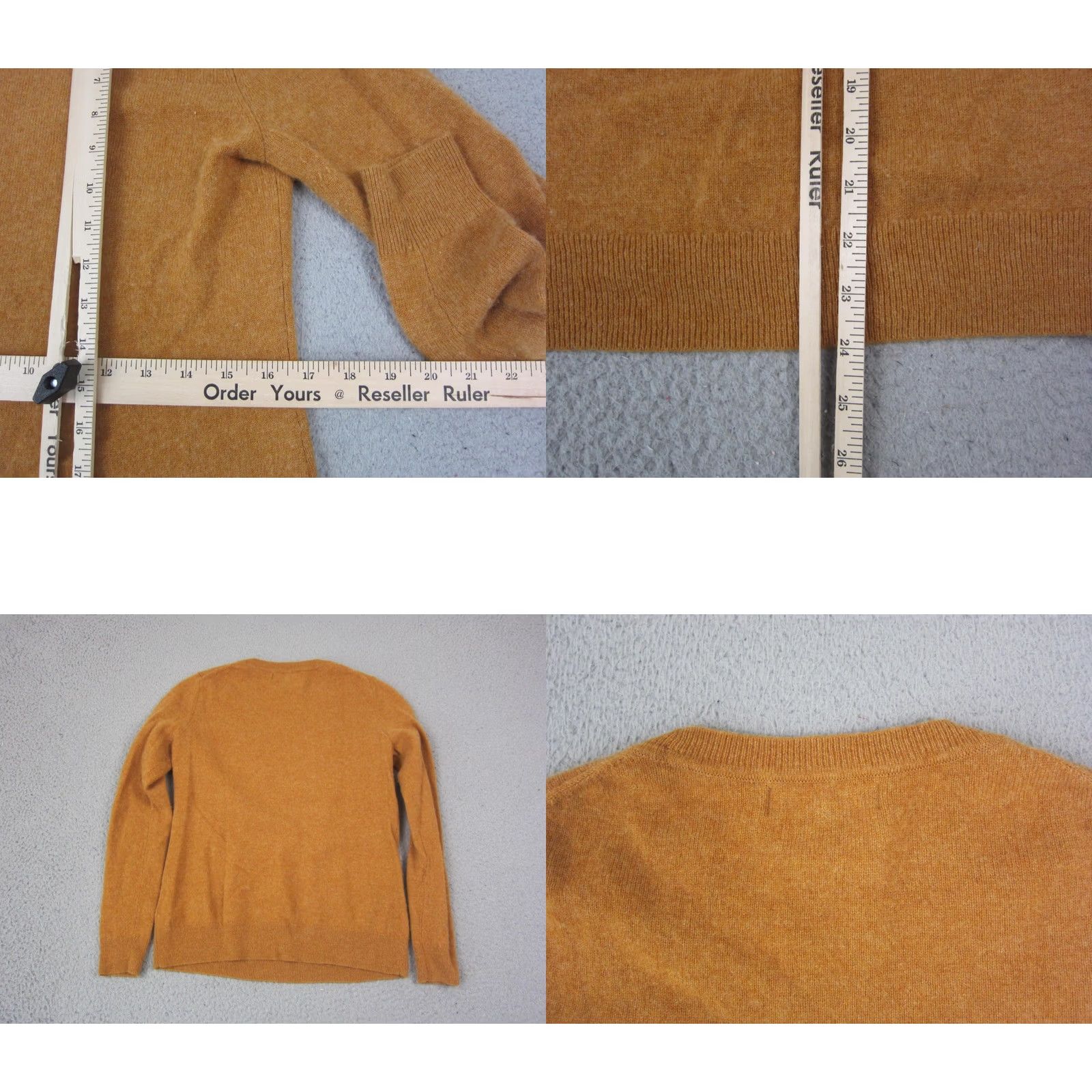 Vintage Tahari Sweater Womens Medium Gold 100% Cashmere 2 Ply Knit Classic Crewneck Size M / US 6-8 / IT 42-44 - 8 Thumbnail