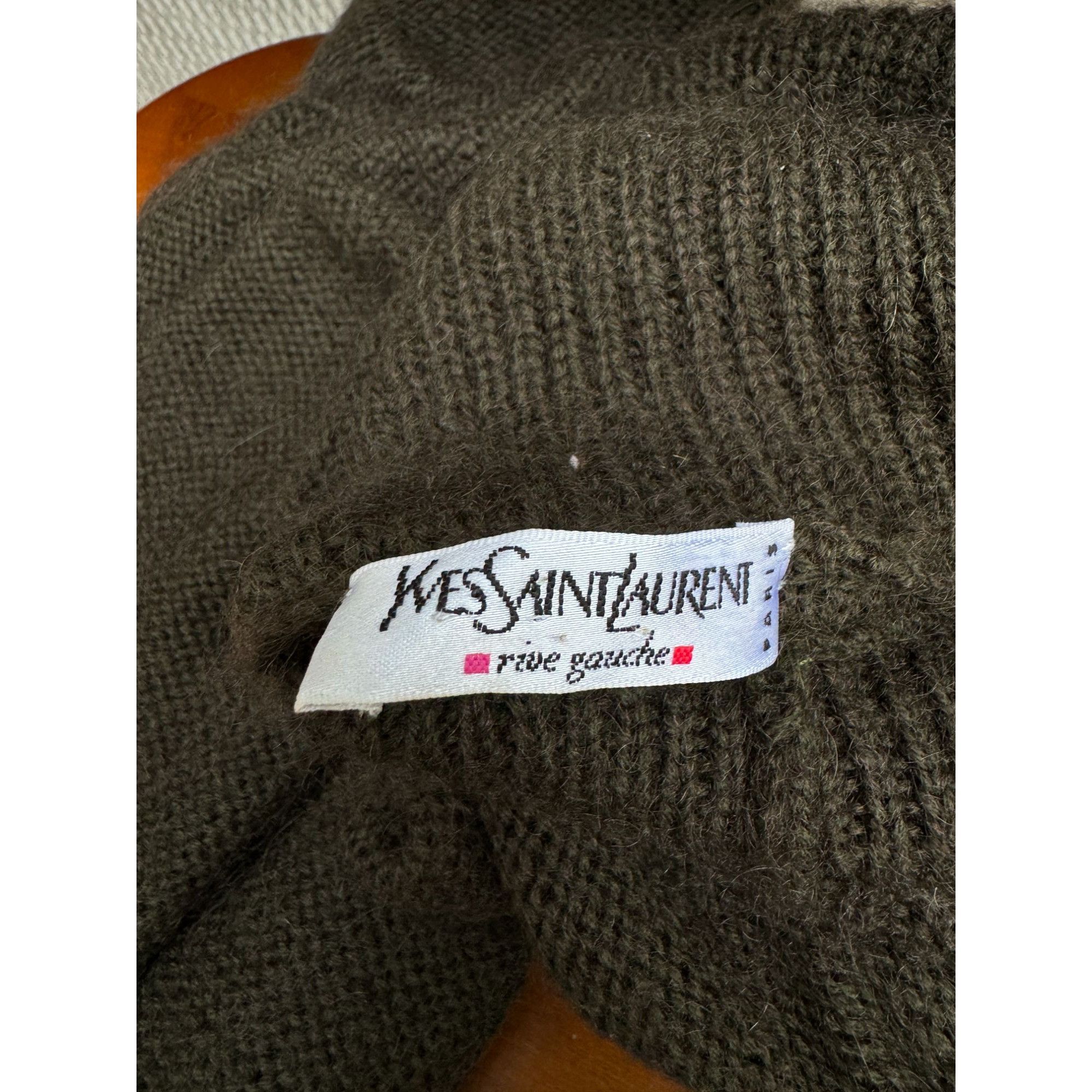 Yves Saint Laurent Vintage Brown Wool Ribbed Knit Dress Size M / US 6-8 / IT 42-44 - 6 Thumbnail