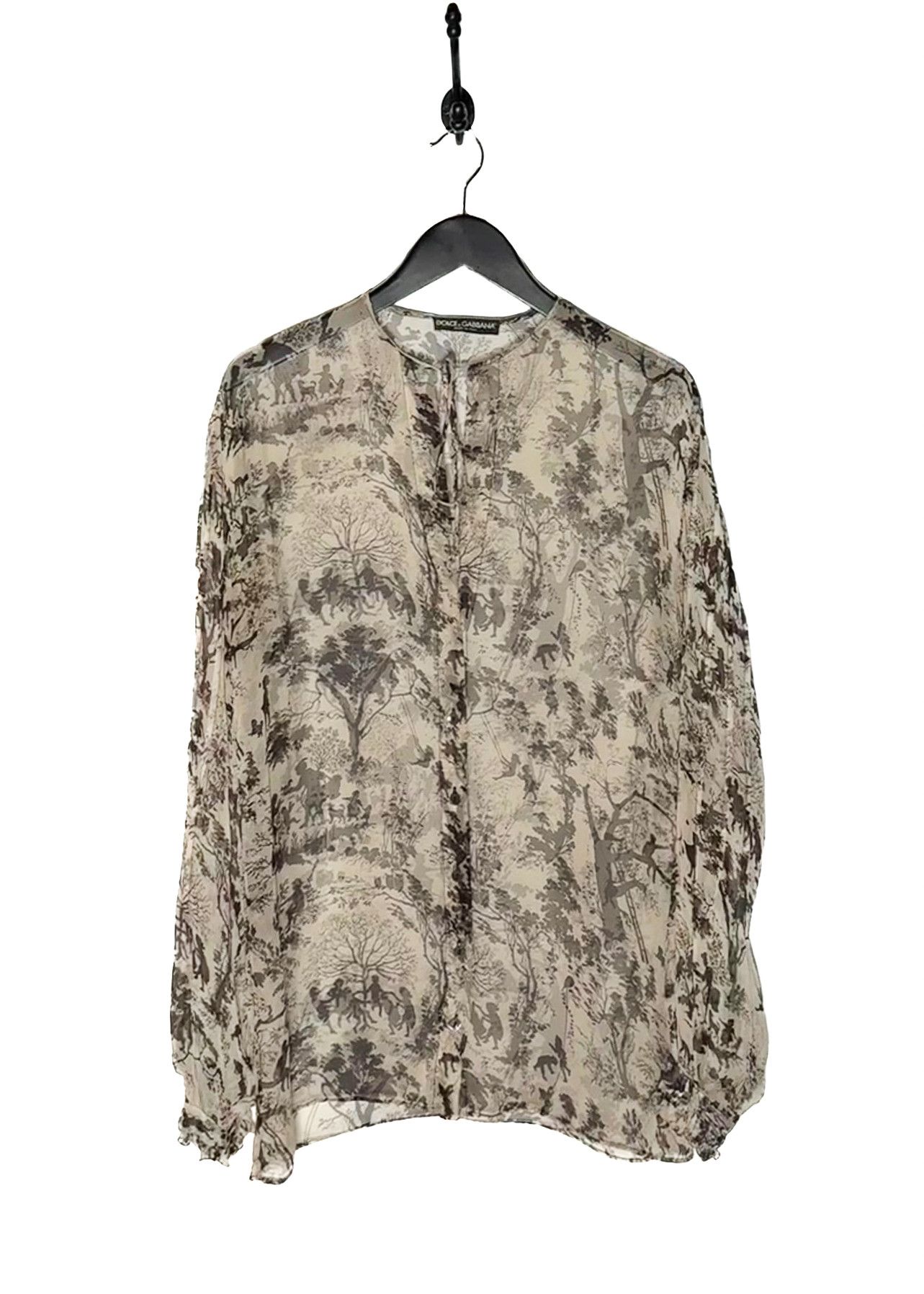 Dolce & Gabbana Dolce & Gabbana Beige Brown Silk Printed Blouse Size M / US 6-8 / IT 42-44 - 1 Thumbnail
