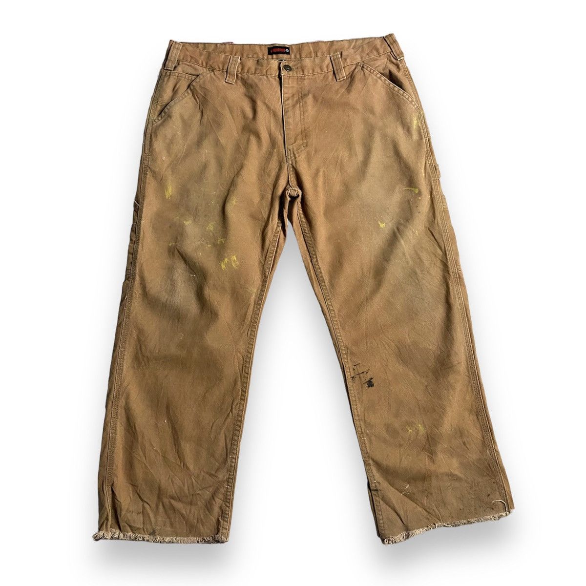 image of Distressed Denim x Wolverine Paint Splatter Carpenter Pants in Brown, Men's (Size 38)