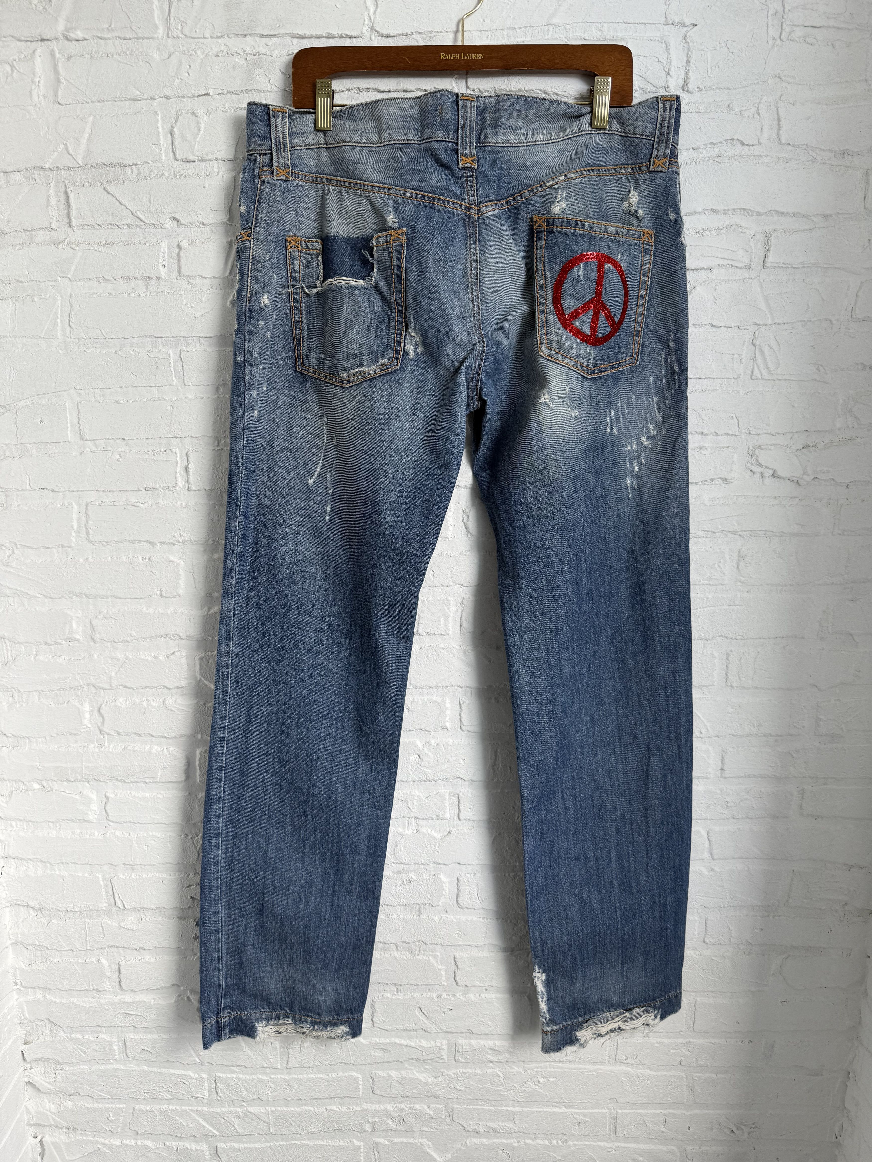 Dolce & Gabbana Vintage 2000s Dolce & Gabbana distressed jeans peace logo Size US 36 / EU 52 - 1 Thumbnail