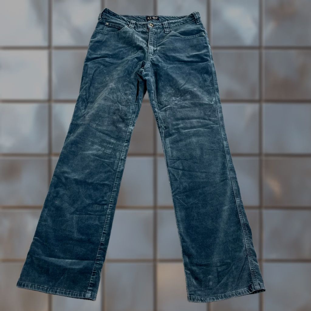 Vintage Armani Jeans Jeans Moleskin Velour Straight 31 30 UK 10 Blue Vintage GA Womens Regular Stretch Pants Size 32" / US 10 / IT 46 - 1 Thumbnail