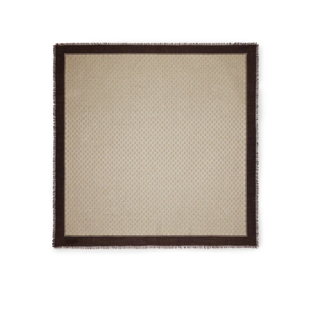 AMI GUCCI $770 Brown Laminated GG Wool Scarf New & Authentic Size ONE SIZE - 1 Thumbnail