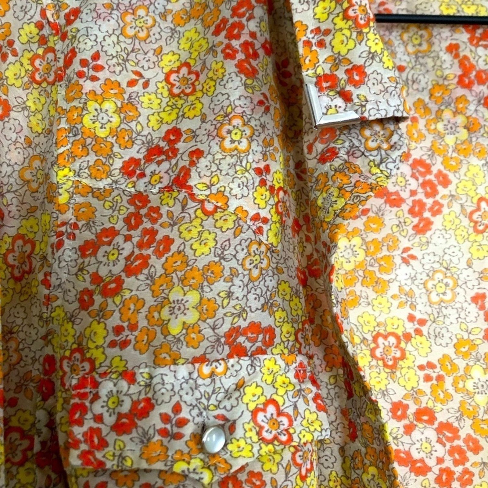 Vince Camuto Two by Vince Camuto Red Orange Yellow Floral Blouse Top Size L / US 10 / IT 46 - 3 Thumbnail