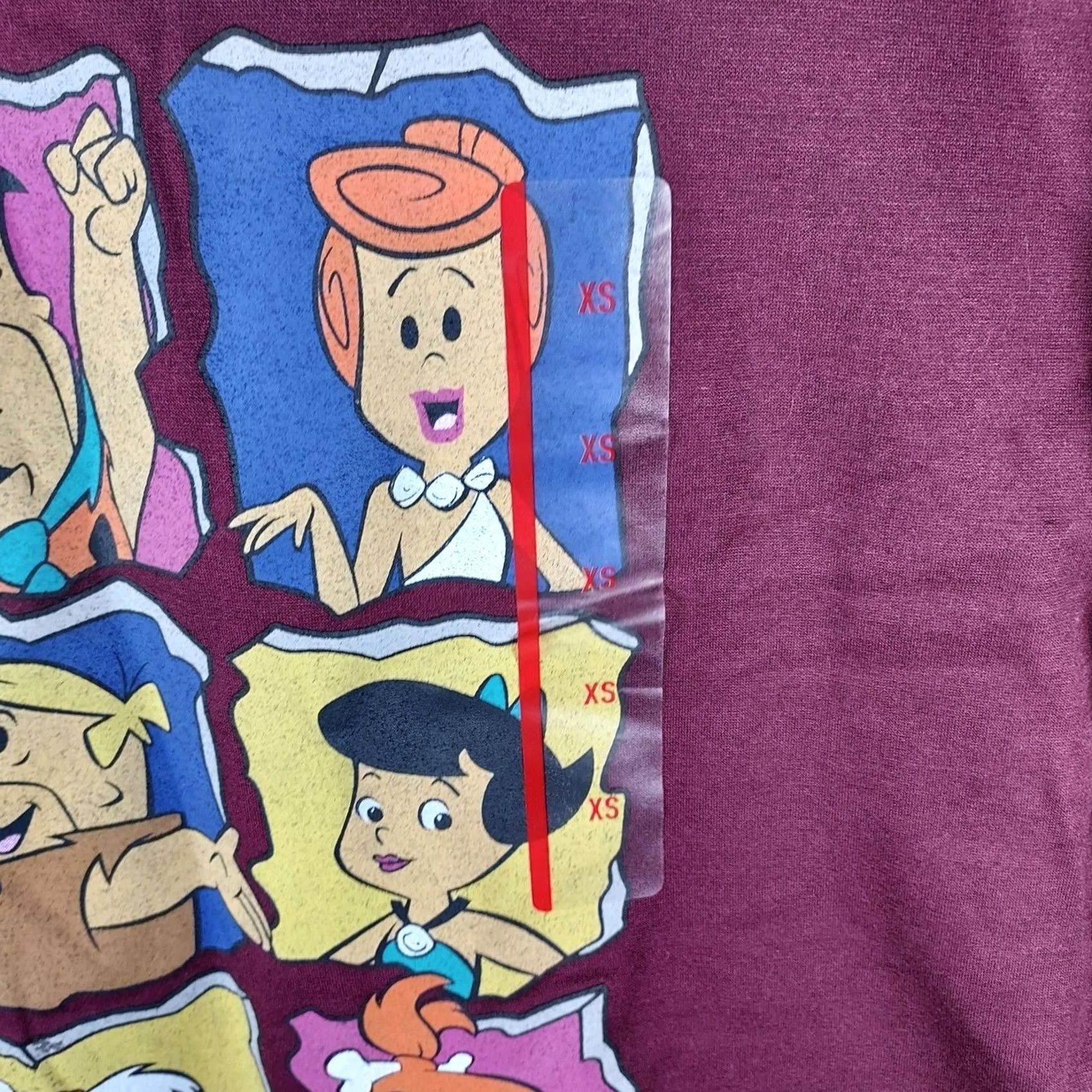Vintage The Flintstones Womens Graphic Sweatshirt XS Crewneck Maroon Cartoon Logo Pullover Sweatshirt Womens Size XS / US 0-2 / IT 36-38 - 3 Thumbnail