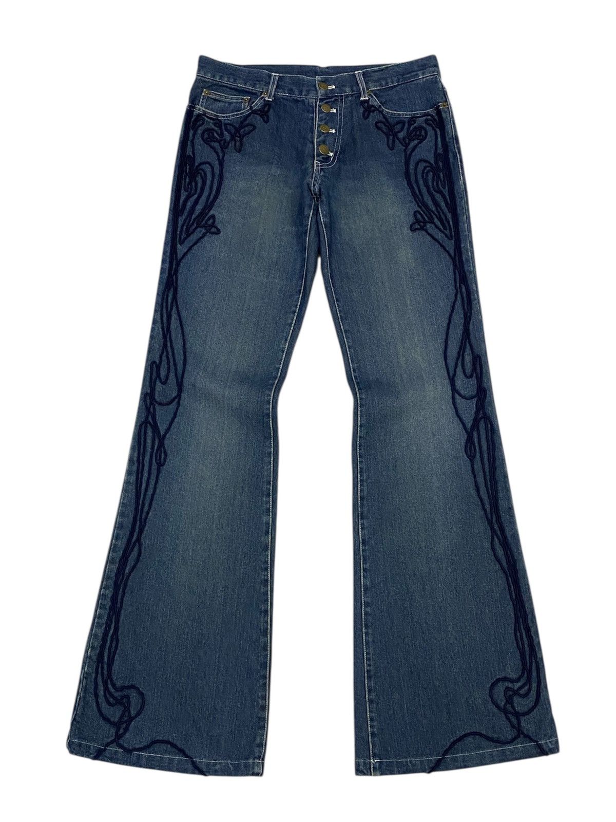 Tornado Mart 💃Tornado Mart Embroidery Tribal Denim Flare Jeans Size 30" / US 8 / IT 44 - 2 Thumbnail