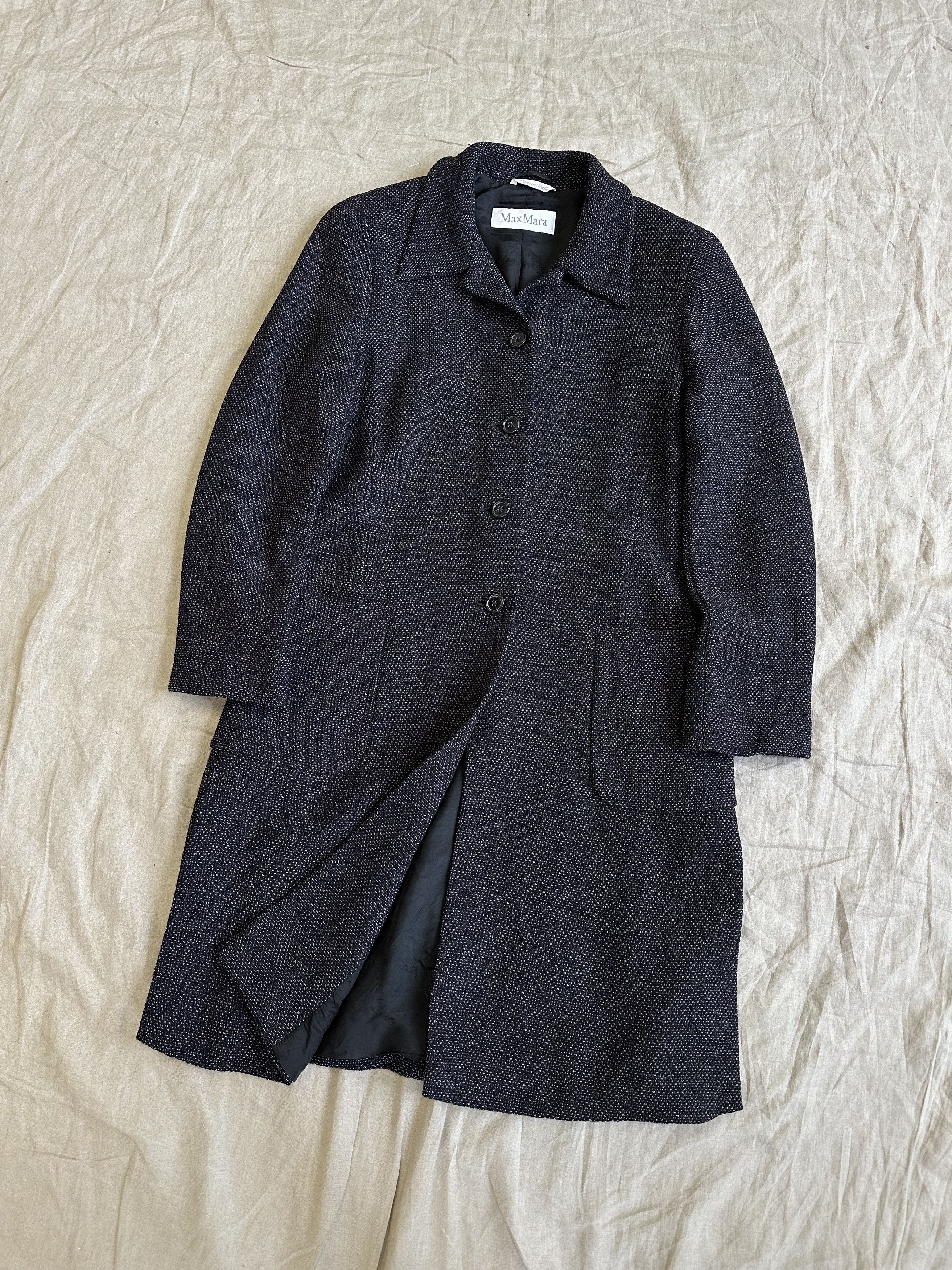 image of Cashmere Wool x Max Mara Vintage Wool Long Coat 6357Ac in Asphalt Gray, Women's (Size Medium)